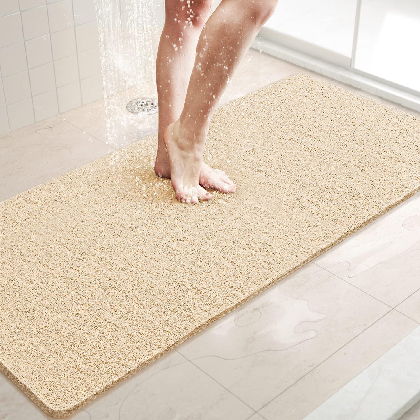 LuxStep Shower Mat Bathtub Mat,24x16 inch, Non-Slip Bath Mat with Drain, Quick Drying PVC Loofah Bathmat for Tub,Shower,Bathroom (Phthalate Free,Grey) | 24x16 inch PVC Loofah Bathmat for Tub,Shower,Bathroom (Phthalate Free,Grey)