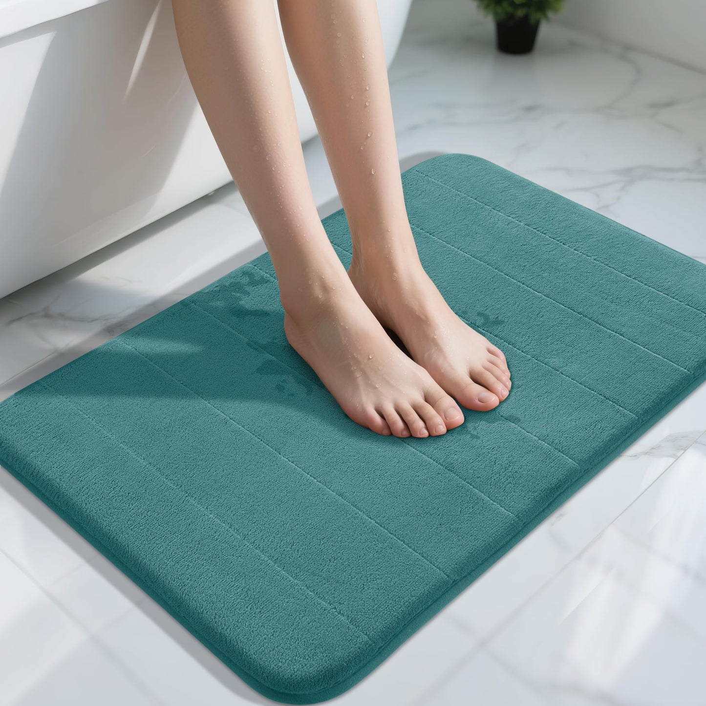Yimobra Memory Foam Bath Mat, Super Soft Absorbent Bathroom Rug Non Slip, Quick Dry, Machine Washable Floor Carpet for Tub Shower, Home Decor Accessories, 24x17, Grey
