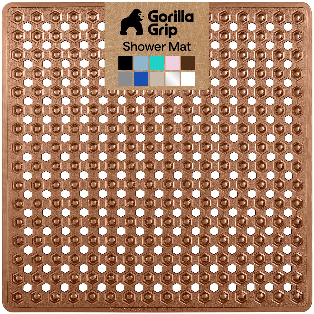 GORILLA GRIP Bath Tub Shower Mat, Bathtub Floor Liner, 35x16 Clear | Patented Large Mats, Machine Washable, Suction Cups and Drain Holes to Keep Tubs Clean, Soft on Feet, Bathroom Essentials