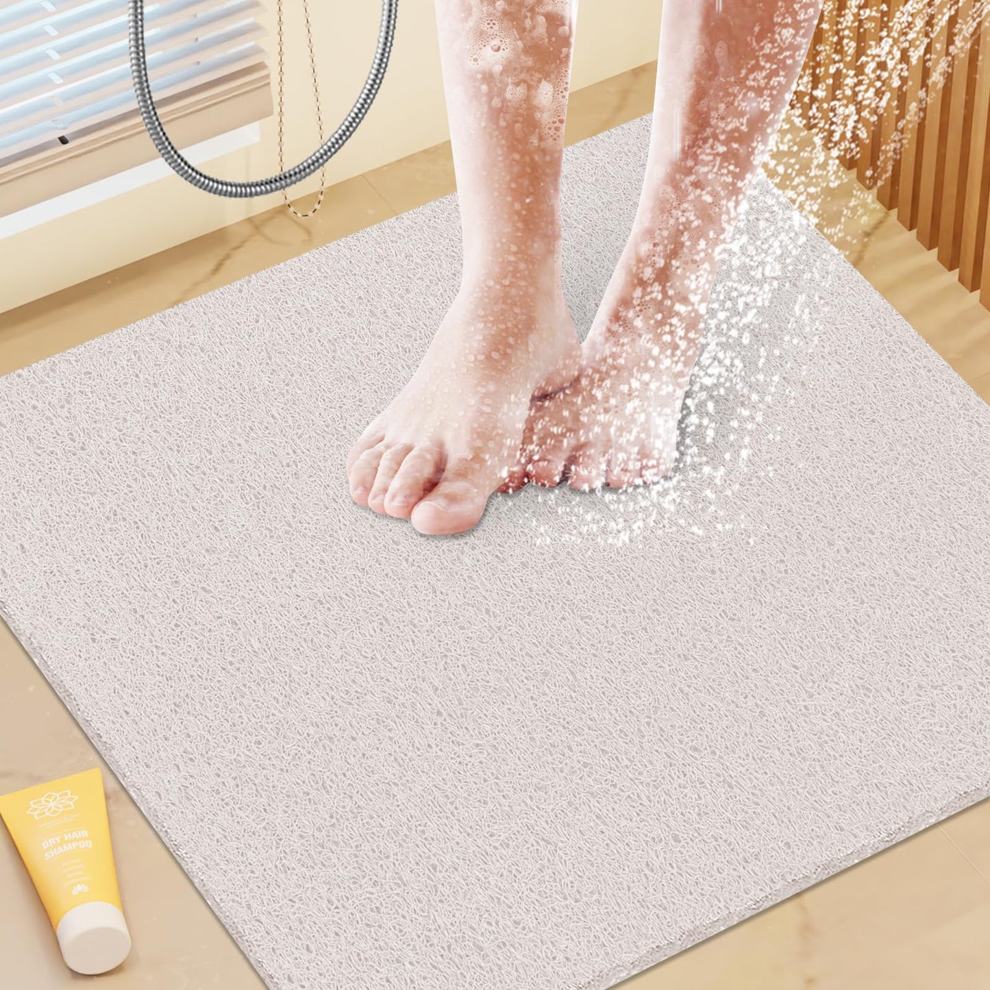 SoftDuo Shower Mat Bathtub Mat Non-Slip Soft Tub Mat | 24x16 inch,PVC Loofah Bath Mat with Drain for Tub and Bathroom,Quick Drying,Grey