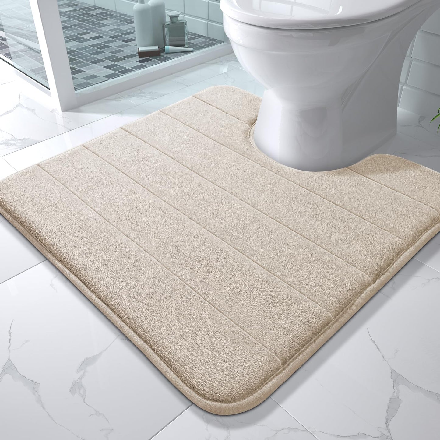 Yimobra Memory Foam Bath Mat, Super Soft Absorbent Bathroom Rug Non Slip, Quick Dry, Machine Washable Floor Carpet for Tub Shower, Home Decor Accessories, 24x17, Grey