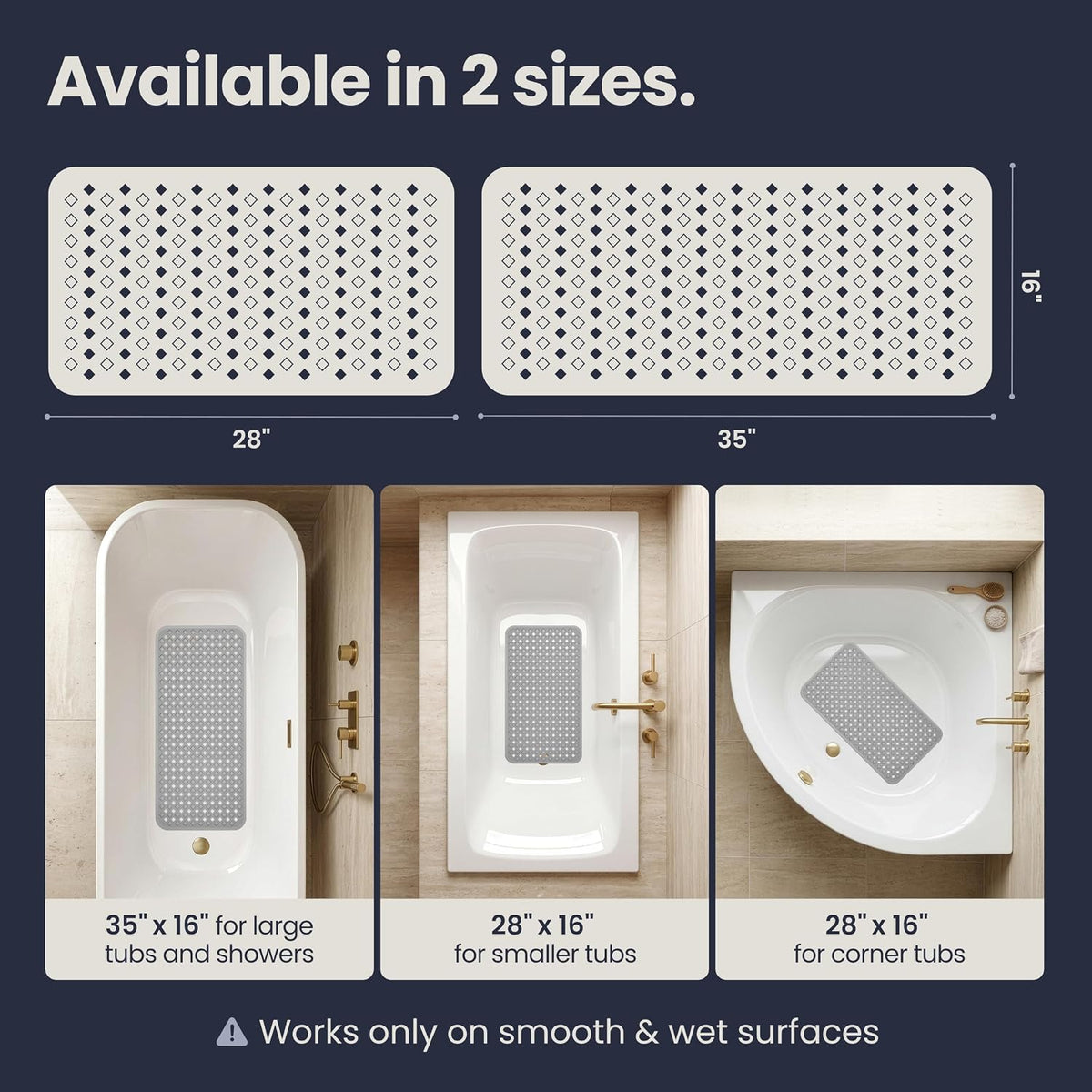 homerella Bathtub Mat Non Slip 35x16 Shower Mat Non Slip Anti Mold BPA Free | Mildew Resistant, Machine Washable, Extra Long Tub Mat, Shower Mats for Inside Shower, Bath Mat for Tub Non Slip EU Certified