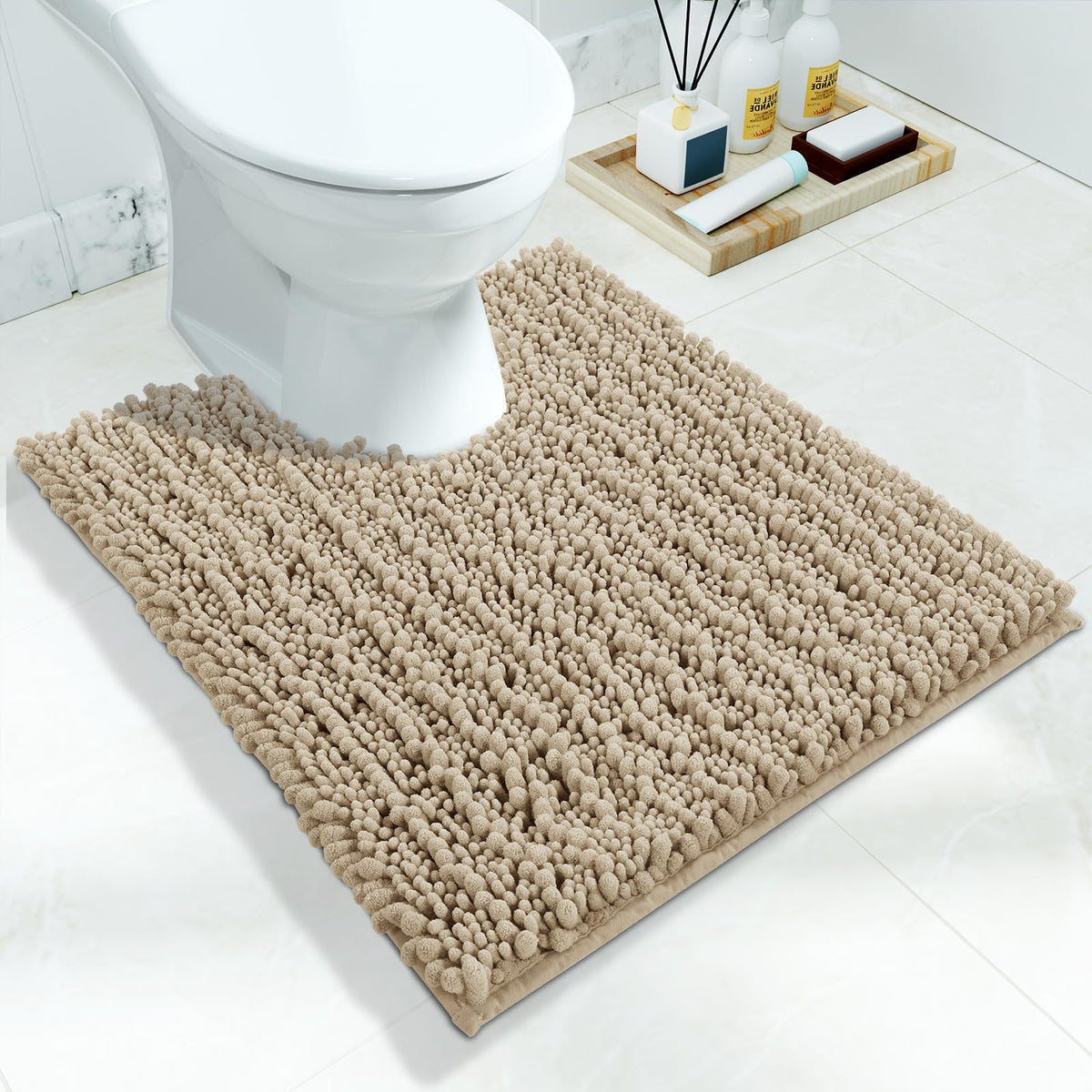 Yimobra Bathroom Rugs Non-Slip Washable – Extra Soft & Absorbent Chenille Bath Mat, Quick-Dry Plush Shaggy Floor & Vanity Bath Rugs for Tub & Shower, Modern Home Decor Accessories, 24 x 17, Grey