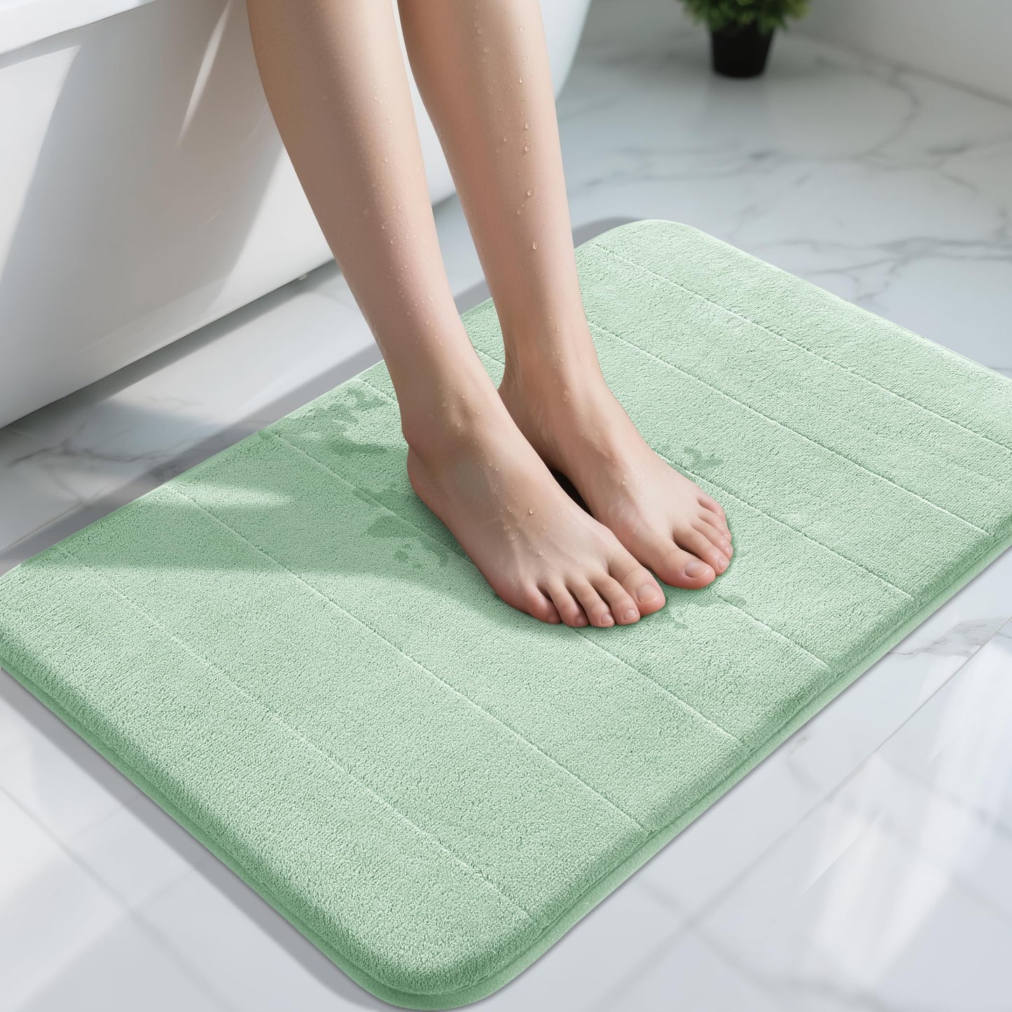 Yimobra Memory Foam Bath Mat, Super Soft Absorbent Bathroom Rug Non Slip, Quick Dry, Machine Washable Floor Carpet for Tub Shower, Home Decor Accessories, 24x17, Grey