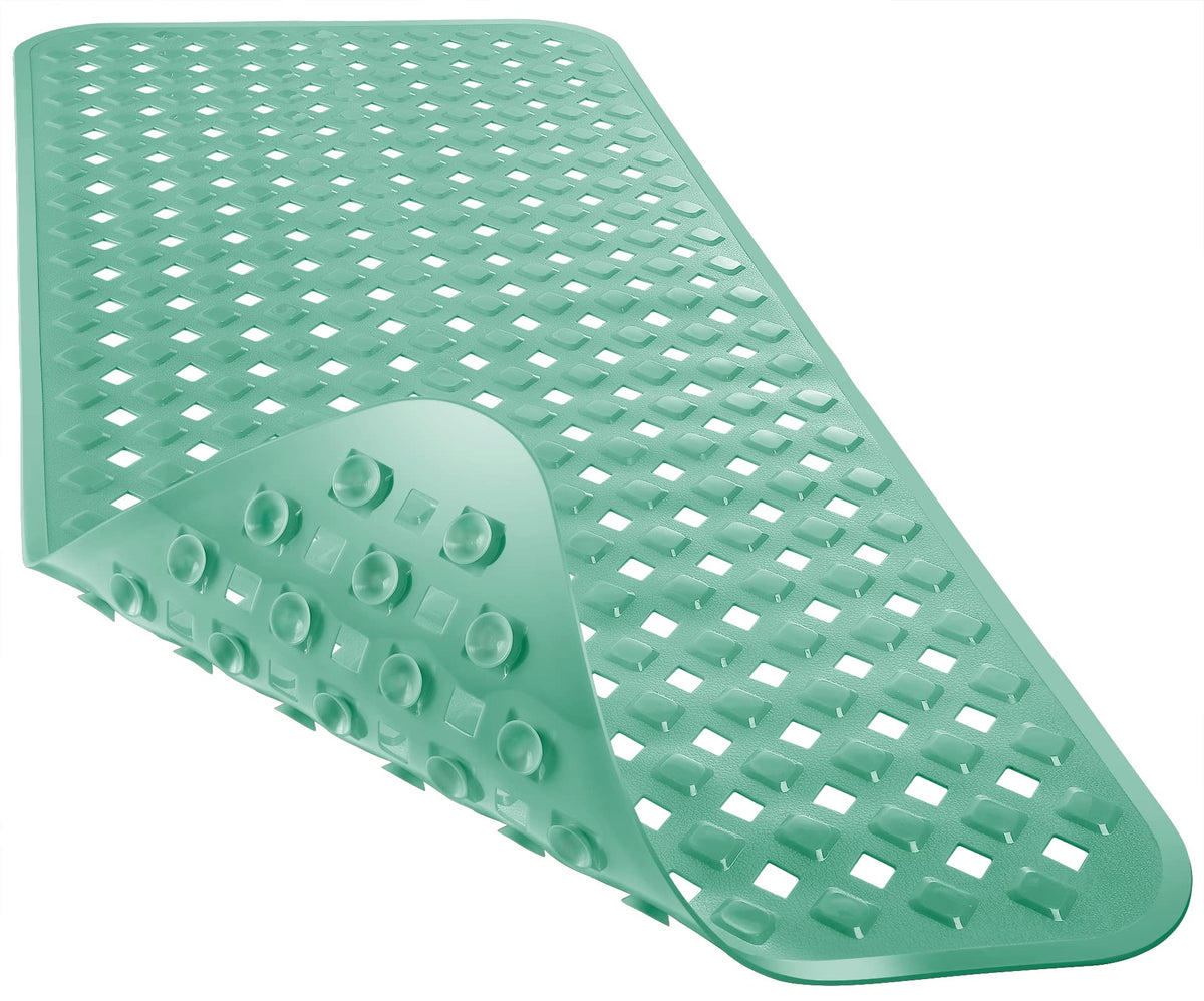 Yimobra Bathtub Mat Non Slip, 35"X16" Shower Mat with Strong Suction Cups & Drain Holes, Long Anti Slip Bath Tub Mat for Inside Shower, Machine Washable Fast Drying, Bathroom Essentials, Clear Blue