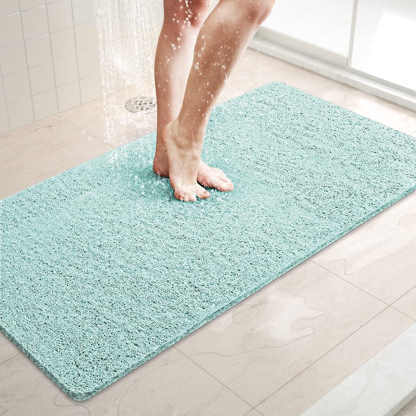 LuxStep Shower Mat Bathtub Mat,24x16 inch, Non-Slip Bath Mat with Drain, Quick Drying PVC Loofah Bathmat for Tub,Shower,Bathroom (Phthalate Free,Grey) | 24x16 inch PVC Loofah Bathmat for Tub,Shower,Bathroom (Phthalate Free,Grey)