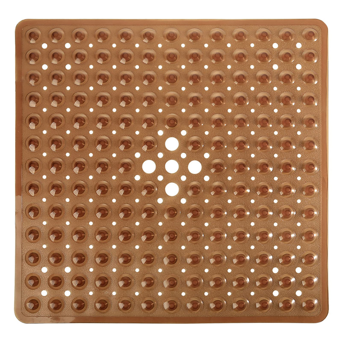 Yimobra Shower Mat 21X21 Inch Square, Non Slip Bathtub Mat with Large Suction Cups&Drain Holes, Soft Fast Dry Shower Stall Mats for Inside Shower, Machine Washable BPA-Free,Bath Essentials, Clear Gray
