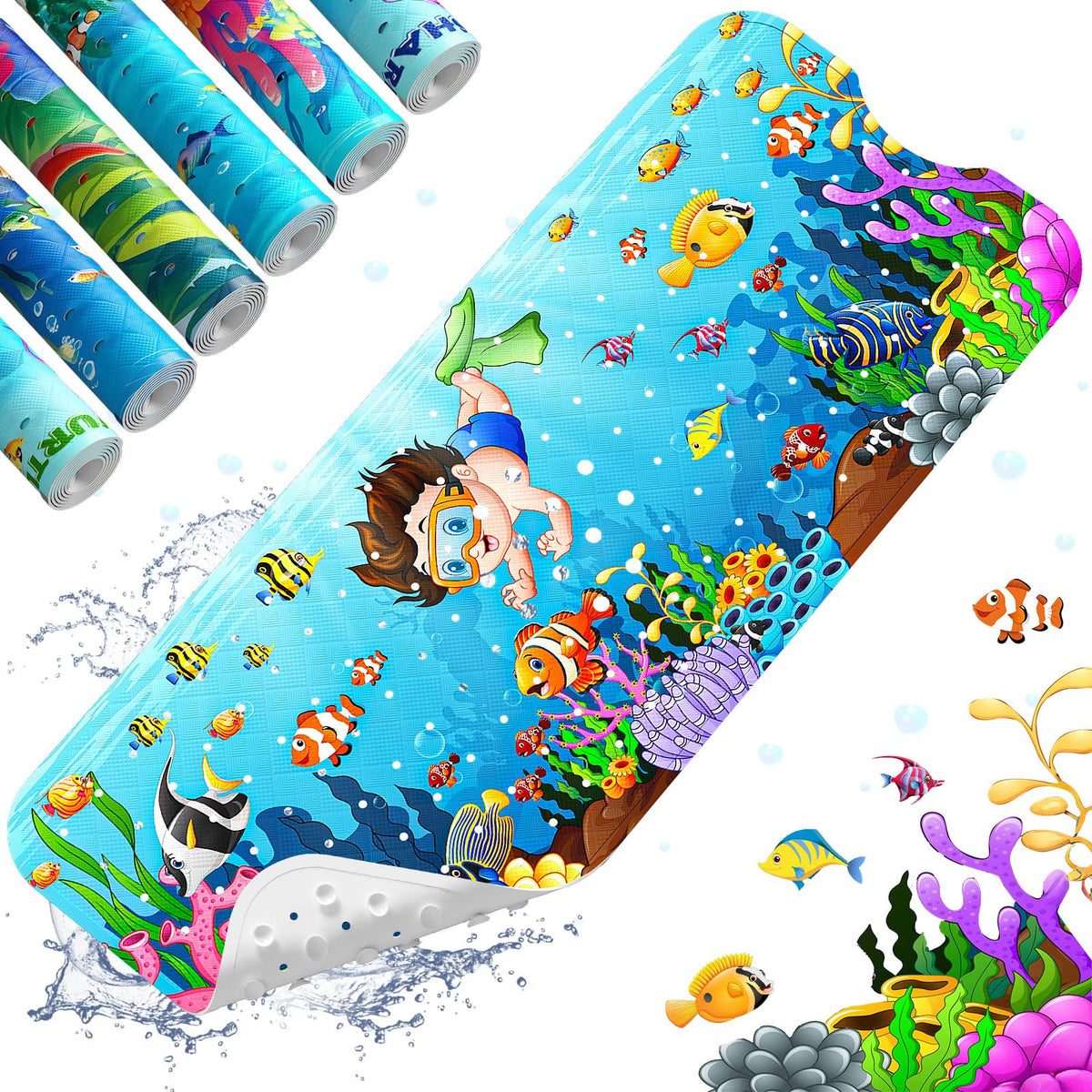 XIYUNTE Bath Mat for Tub Non Slip Bathtub Mat Non Slip 40x16 Baby Bath Mat | 100% BPA Free, Non Toxic, Mildew Resistant, Machine Washable, Extra Long Kids Bath Mat for Tub Non Slip, Toddler Bath Mat