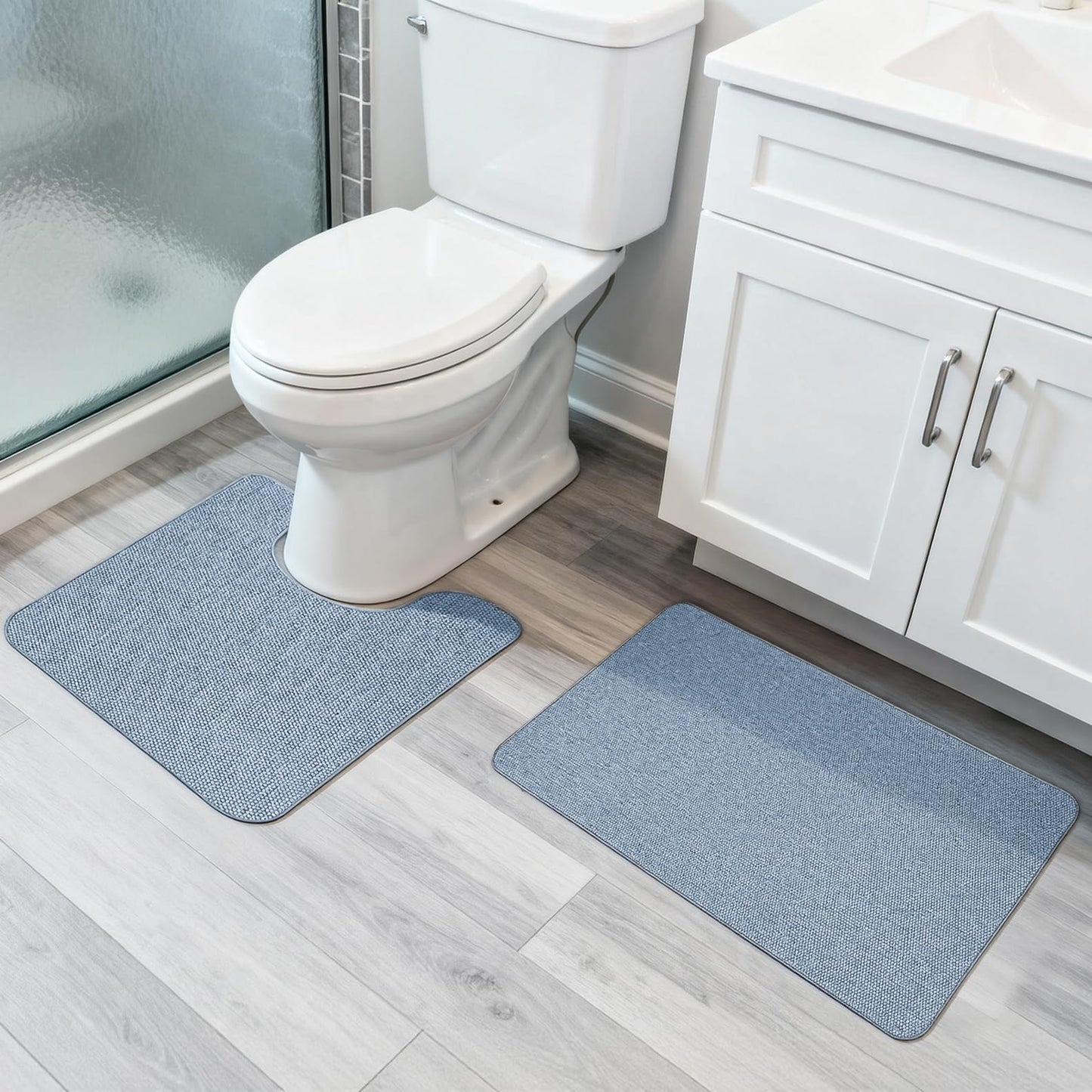Bath Mat,Ultra Thin Bathroom Rugs,Rubber Bath Mats for Bathroom,No Slip Bath Rugs,Quick Dry,Machine Washable,Low Pile,Absorbent,Shower Outside,Sink,Home Decor Accessories.Grey,1'5"x2'3"(17x27Inch)