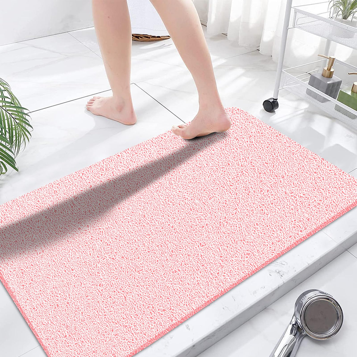 godehone Shower Mats Non Slip Without Suction Cups, PVC Loofah Bathroom Mats, Loofah Mats for Shower and Bathroom, Quick Drying, 15.7× 36 Inch, Grey