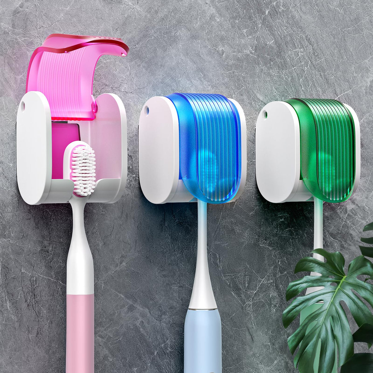 Toothbrush Holders for Bathrooms【Upgrade Single Slot Design】 Toothbrush Holder Wall Mounted with Cover Moisture-Proof and Dust-Proof Toothbrush Storage Organizer for Shower Family and Travel 5PCS