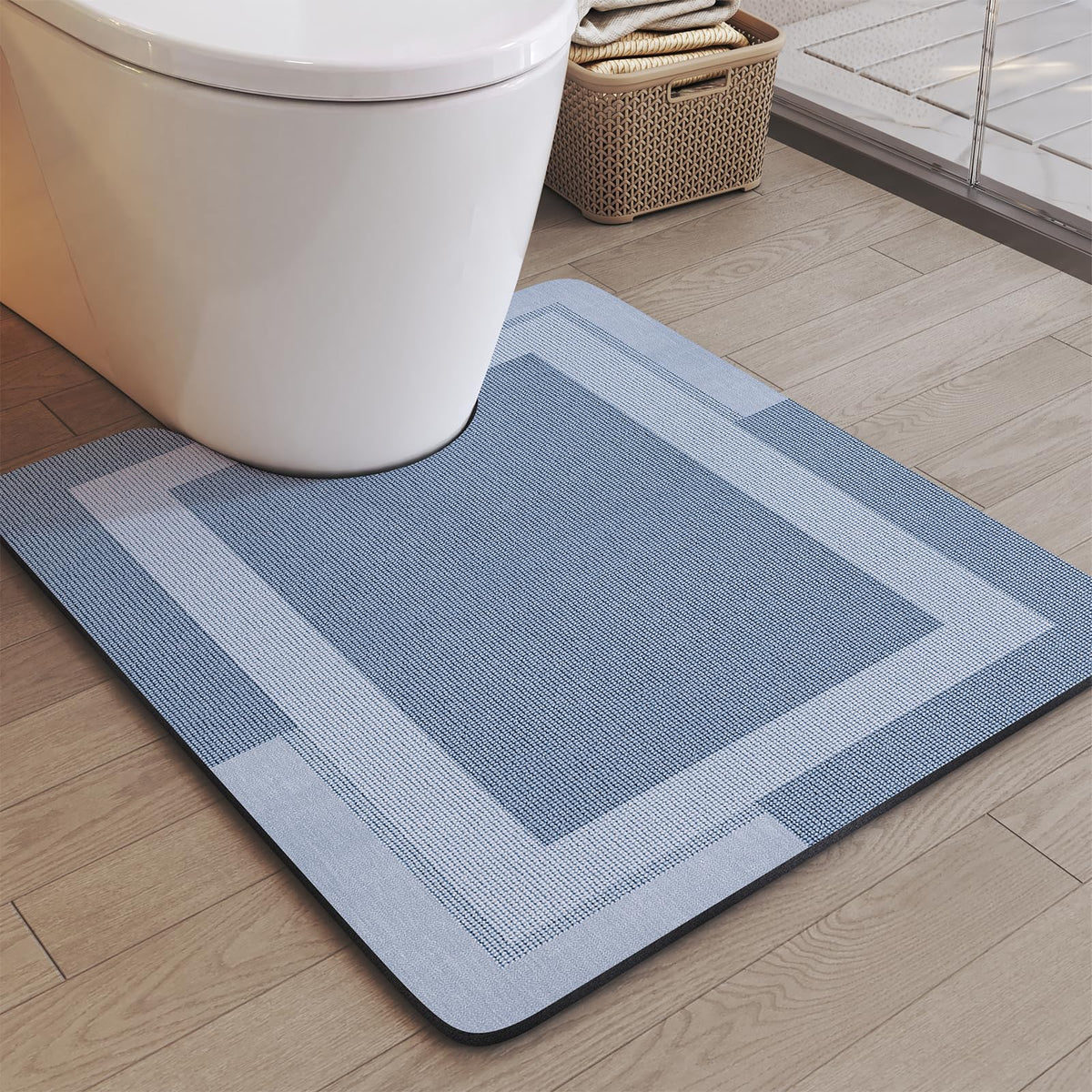 YDKGL Non Slip Bath Mat Thin Bathroom Rugs Fit Under Door Grey 16"x 24" | Quick Dry Absorbent Washable Rubber Backing Bath Rug Shower Mat Bathroom Floor Mat for Sink Bathtub Beside Shower Entrance