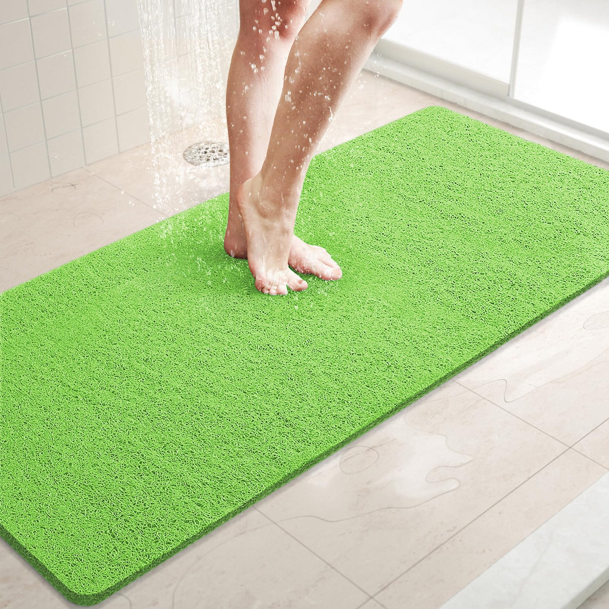 LuxStep Shower Mat Bathtub Mat,24x16 inch, Non-Slip Bath Mat with Drain, Quick Drying PVC Loofah Bathmat for Tub,Shower,Bathroom (Phthalate Free,Grey) | 24x16 inch PVC Loofah Bathmat for Tub,Shower,Bathroom (Phthalate Free,Grey)
