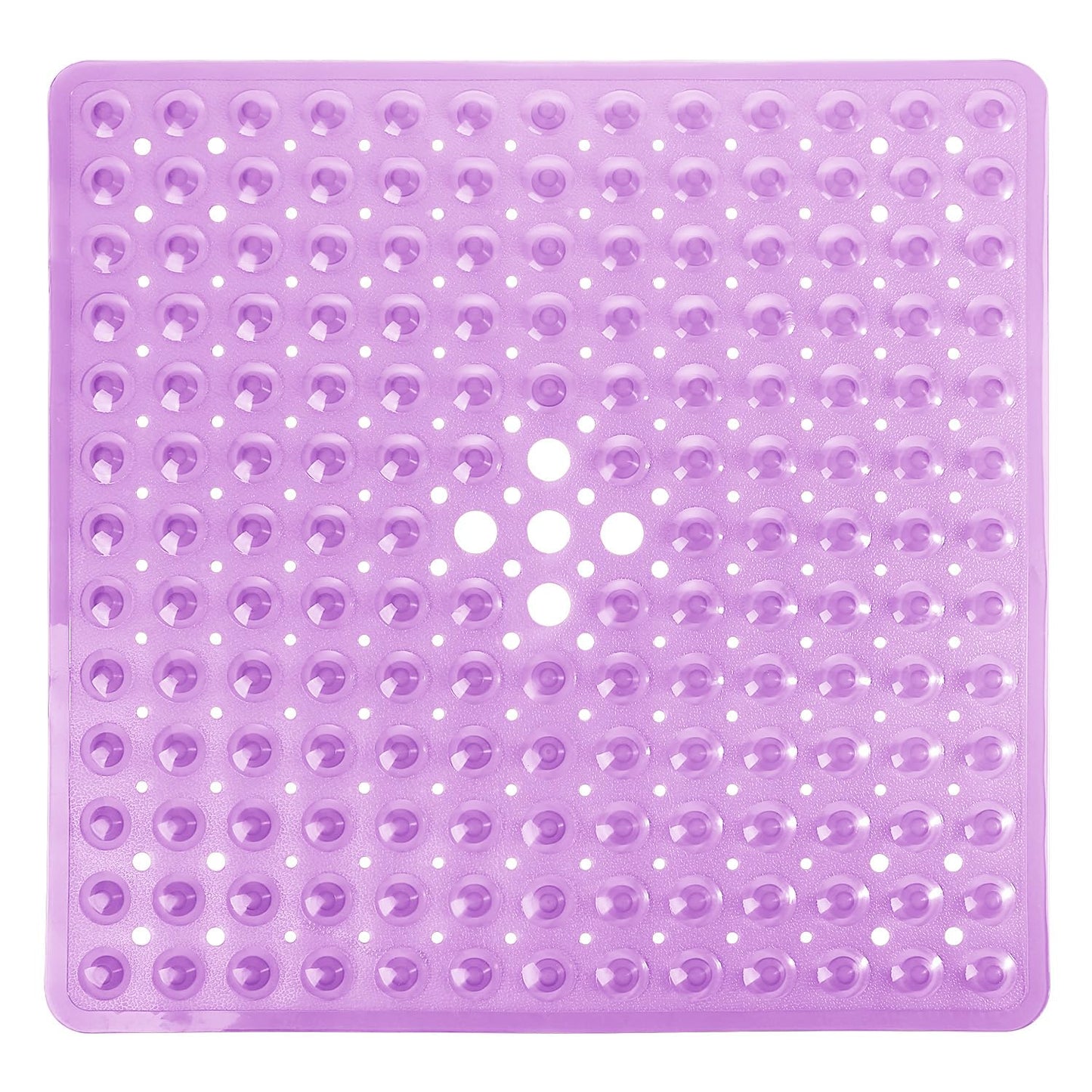 Yimobra Shower Mat 21X21 Inch Square, Non Slip Bathtub Mat with Large Suction Cups&Drain Holes, Soft Fast Dry Shower Stall Mats for Inside Shower, Machine Washable BPA-Free,Bath Essentials, Clear Gray