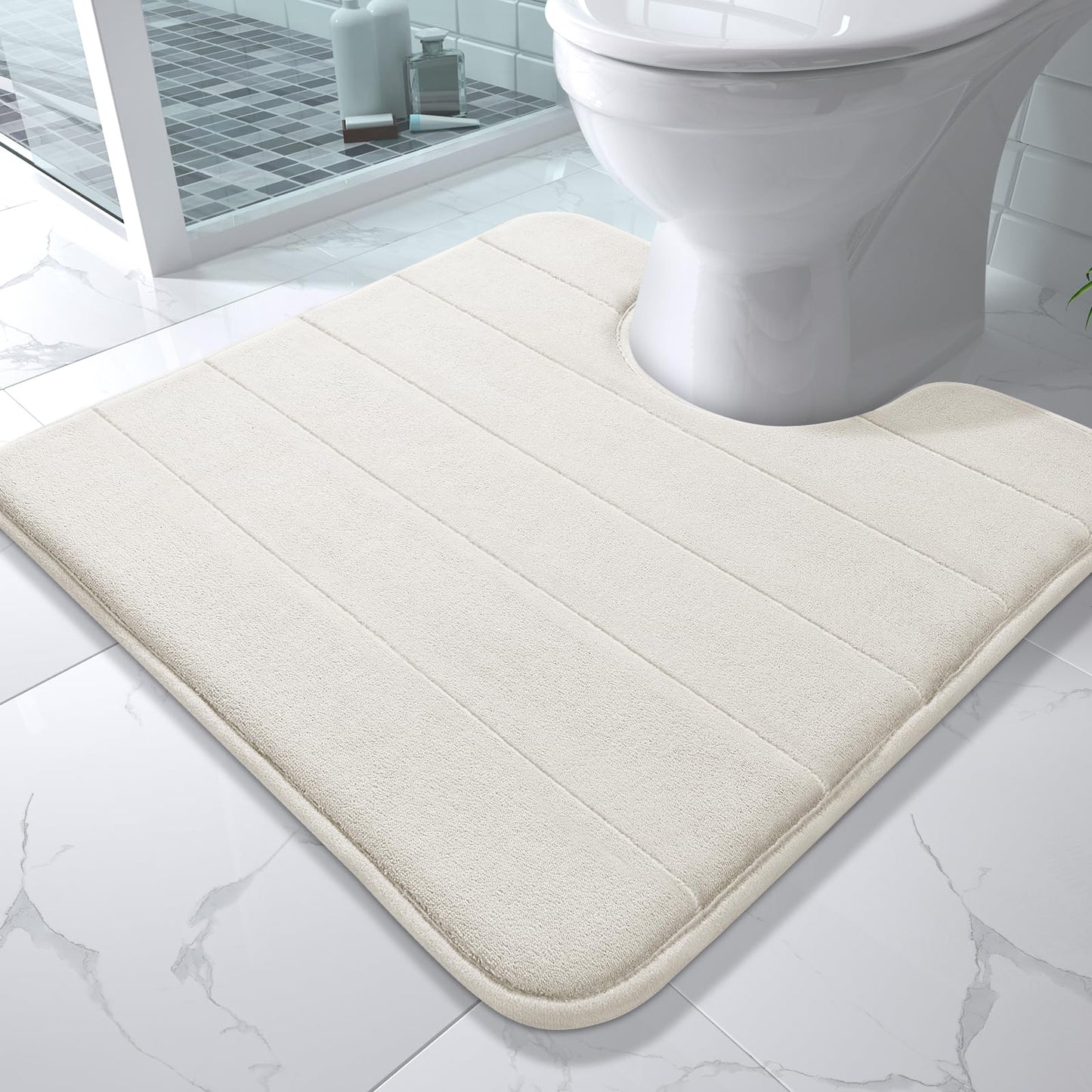 Yimobra Memory Foam Bath Mat, Super Soft Absorbent Bathroom Rug Non Slip, Quick Dry, Machine Washable Floor Carpet for Tub Shower, Home Decor Accessories, 24x17, Grey