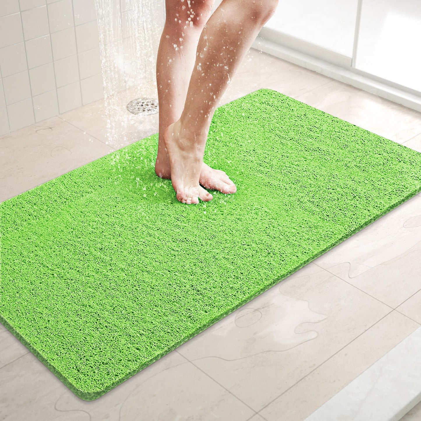 LuxStep Shower Mat Bathtub Mat,24x16 inch, Non-Slip Bath Mat with Drain, Quick Drying PVC Loofah Bathmat for Tub,Shower,Bathroom (Phthalate Free,Grey) | 24x16 inch PVC Loofah Bathmat for Tub,Shower,Bathroom (Phthalate Free,Grey)