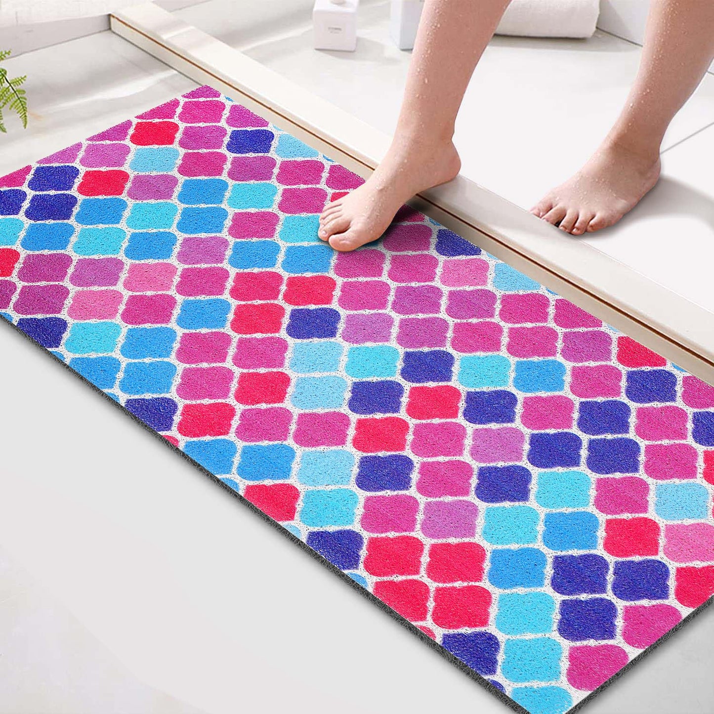 godehone Shower Mats Non Slip Without Suction Cups, PVC Loofah Bathroom Mats, Loofah Mats for Shower and Bathroom, Quick Drying, 15.7× 36 Inch, Grey