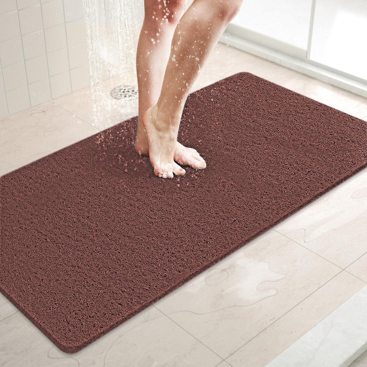 LuxStep Shower Mat Bathtub Mat,24x16 inch, Non-Slip Bath Mat with Drain, Quick Drying PVC Loofah Bathmat for Tub,Shower,Bathroom (Phthalate Free,Grey) | 24x16 inch PVC Loofah Bathmat for Tub,Shower,Bathroom (Phthalate Free,Grey)