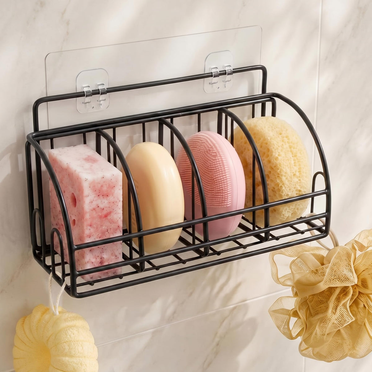 Soap Dish Bar Soap Holder for Shower Sponge Holder for Kitchen Sink Storage | Organizer for Bathroom Wall Sponge Holder for Kitchen Sink Kitchen Storage Accessories