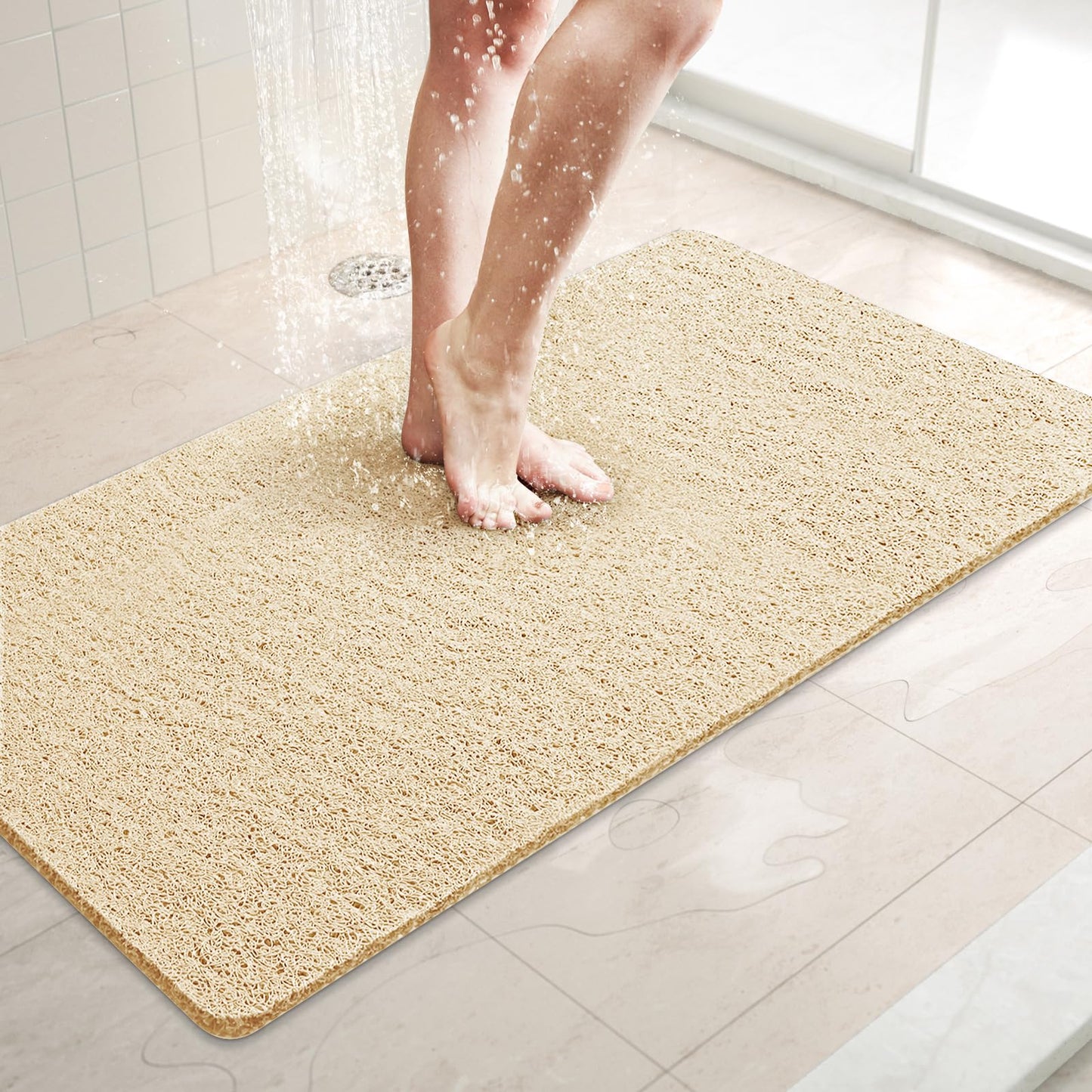 LuxStep Shower Mat Bathtub Mat,24x16 inch, Non-Slip Bath Mat with Drain, Quick Drying PVC Loofah Bathmat for Tub,Shower,Bathroom (Phthalate Free,Grey) | 24x16 inch PVC Loofah Bathmat for Tub,Shower,Bathroom (Phthalate Free,Grey)