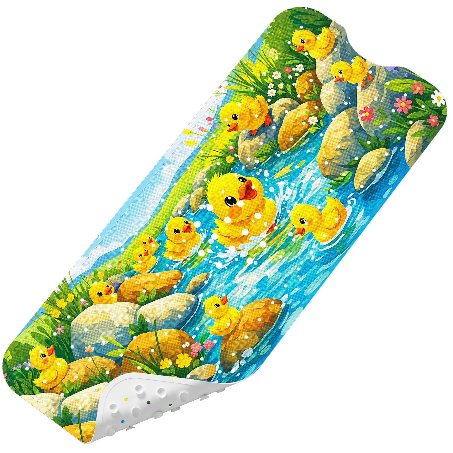 Baby Bath Mat for Tub Non Slip Kids, BPA Free Extra Long Bathtub Mat 40x16 with Drain Holes and 200 Suction Cups, Non Toxic Machine Washable Toddler Bath Mat, No Fading, Sea