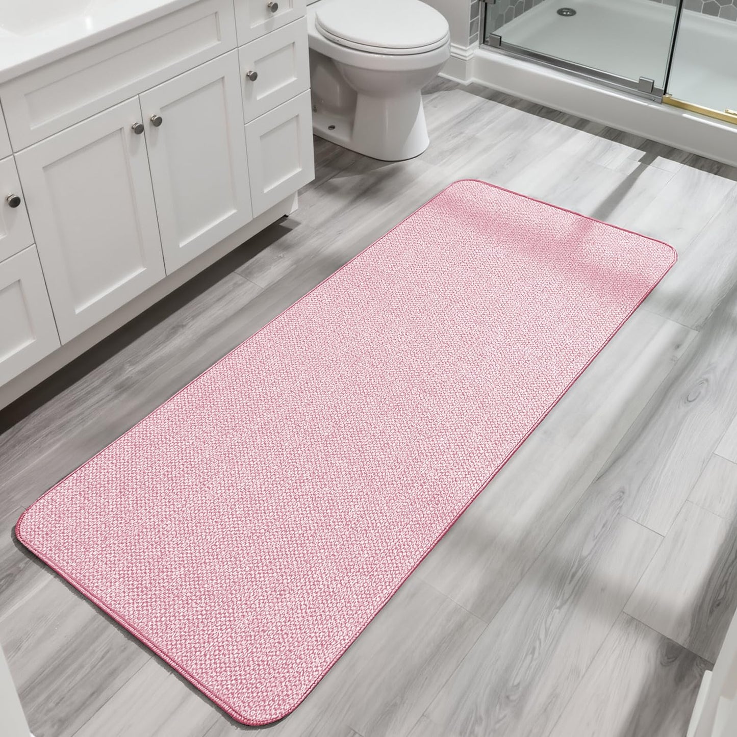 Bath Mat,Ultra Thin Bathroom Rugs,Rubber Bath Mats for Bathroom,No Slip Bath Rugs,Quick Dry,Machine Washable,Low Pile,Absorbent,Shower Outside,Sink,Home Decor Accessories.Grey,1'5"x2'3"(17x27Inch)
