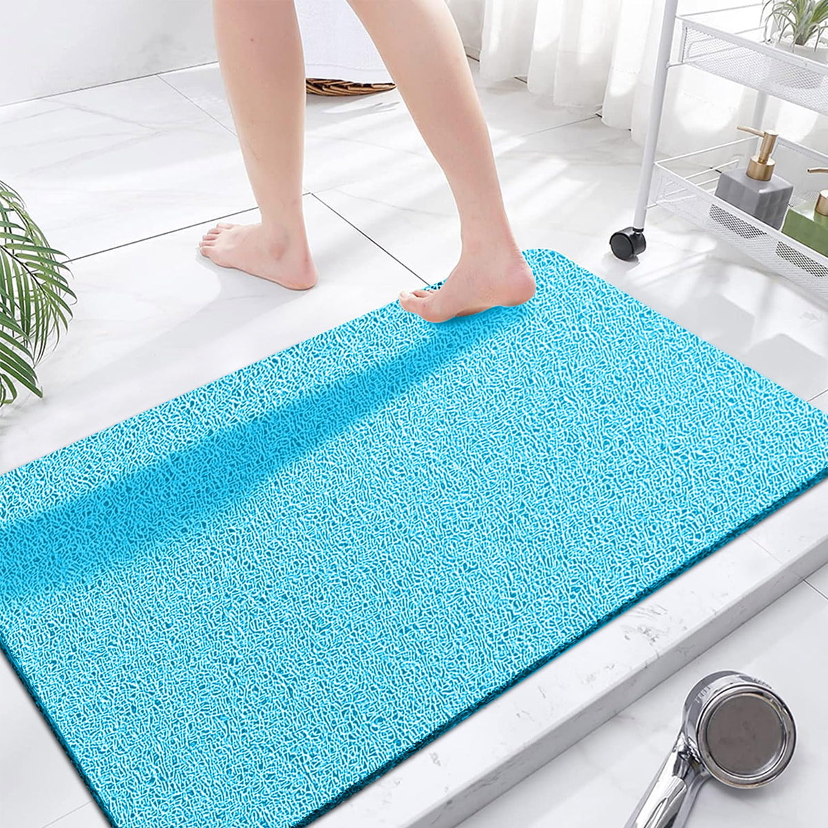 godehone Shower Mats Non Slip Without Suction Cups, PVC Loofah Bathroom Mats, Loofah Mats for Shower and Bathroom, Quick Drying, 15.7× 36 Inch, Grey