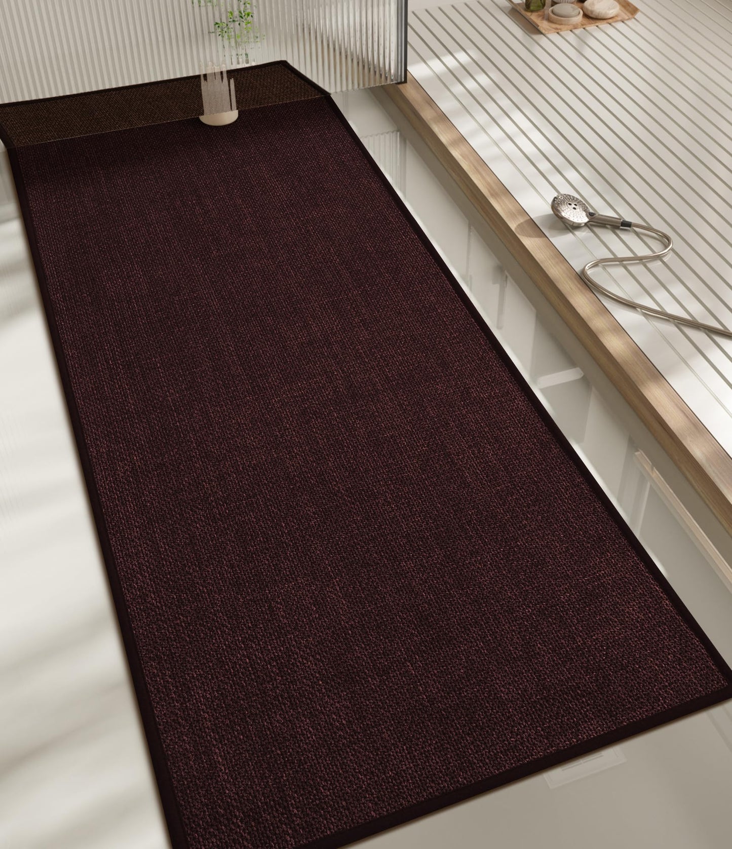 chakme Bathroom Rugs Mat 24x17, Ultra Thin Non Slip Bath Mat Small Quick Dry Absorbent Bath Mat for Bathroom Floor, (Dark Beige, 24"x17")