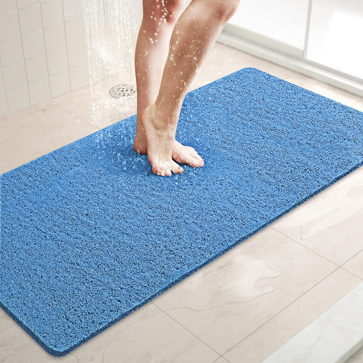 LuxStep Shower Mat Bathtub Mat,24x16 inch, Non-Slip Bath Mat with Drain, Quick Drying PVC Loofah Bathmat for Tub,Shower,Bathroom (Phthalate Free,Grey) | 24x16 inch PVC Loofah Bathmat for Tub,Shower,Bathroom (Phthalate Free,Grey)