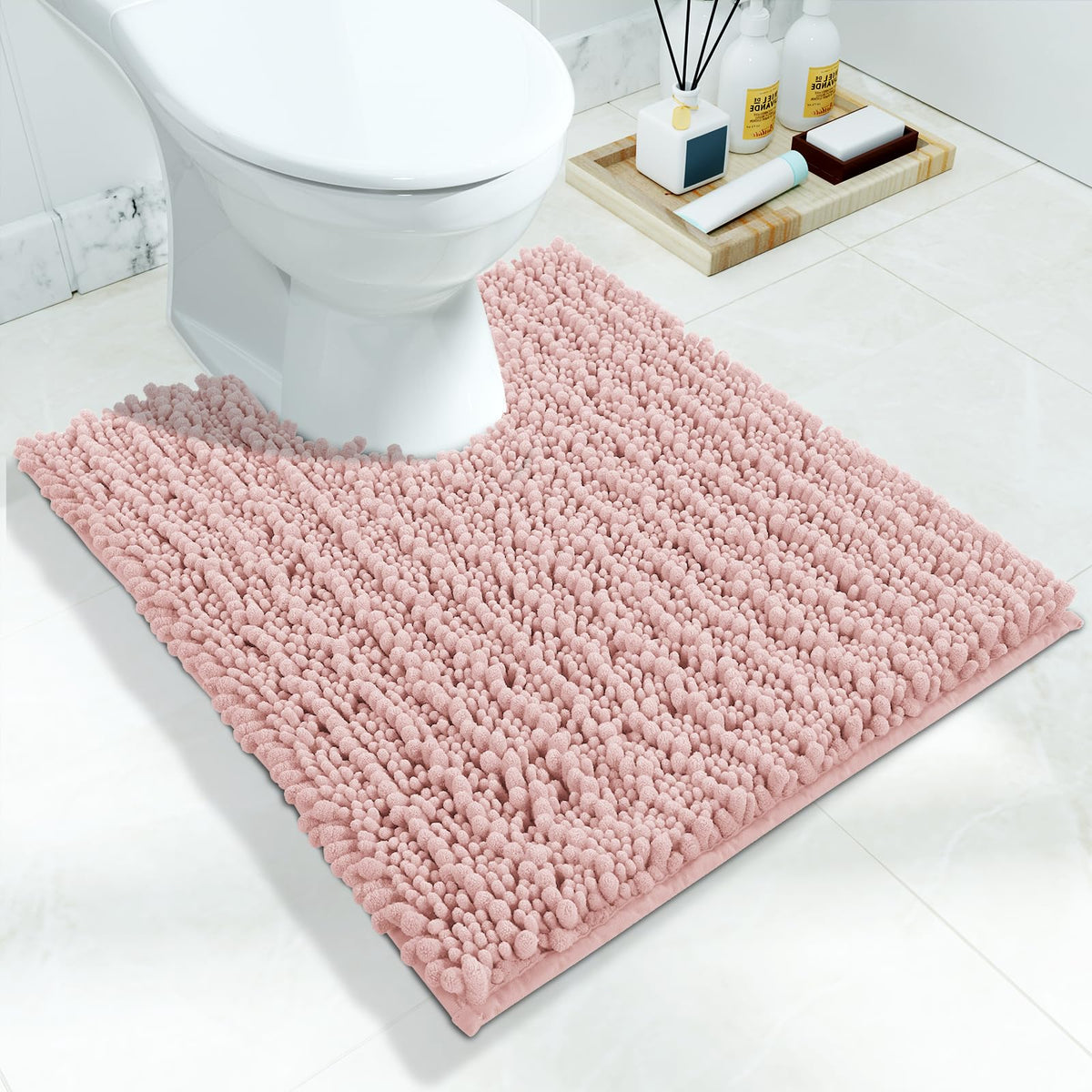 Yimobra Bathroom Rugs Non-Slip Washable – Extra Soft & Absorbent Chenille Bath Mat, Quick-Dry Plush Shaggy Floor & Vanity Bath Rugs for Tub & Shower, Modern Home Decor Accessories, 24 x 17, Grey