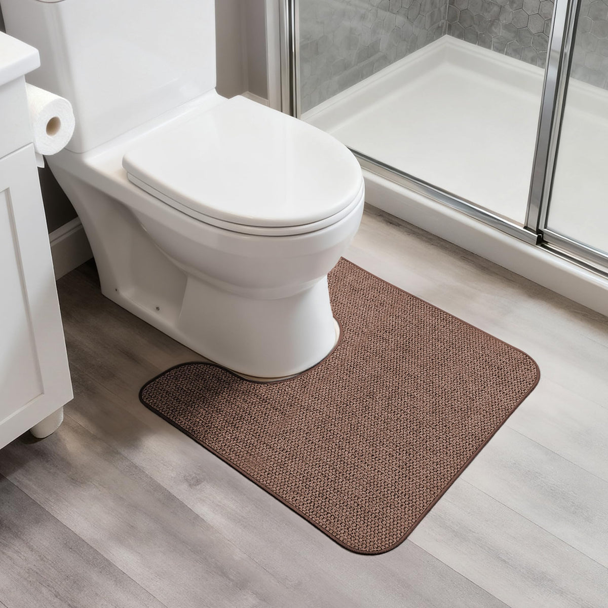 Bath Mat,Ultra Thin Bathroom Rugs,Rubber Bath Mats for Bathroom,No Slip Bath Rugs,Quick Dry,Machine Washable,Low Pile,Absorbent,Shower Outside,Sink,Home Decor Accessories.Grey,1'5"x2'3"(17x27Inch)