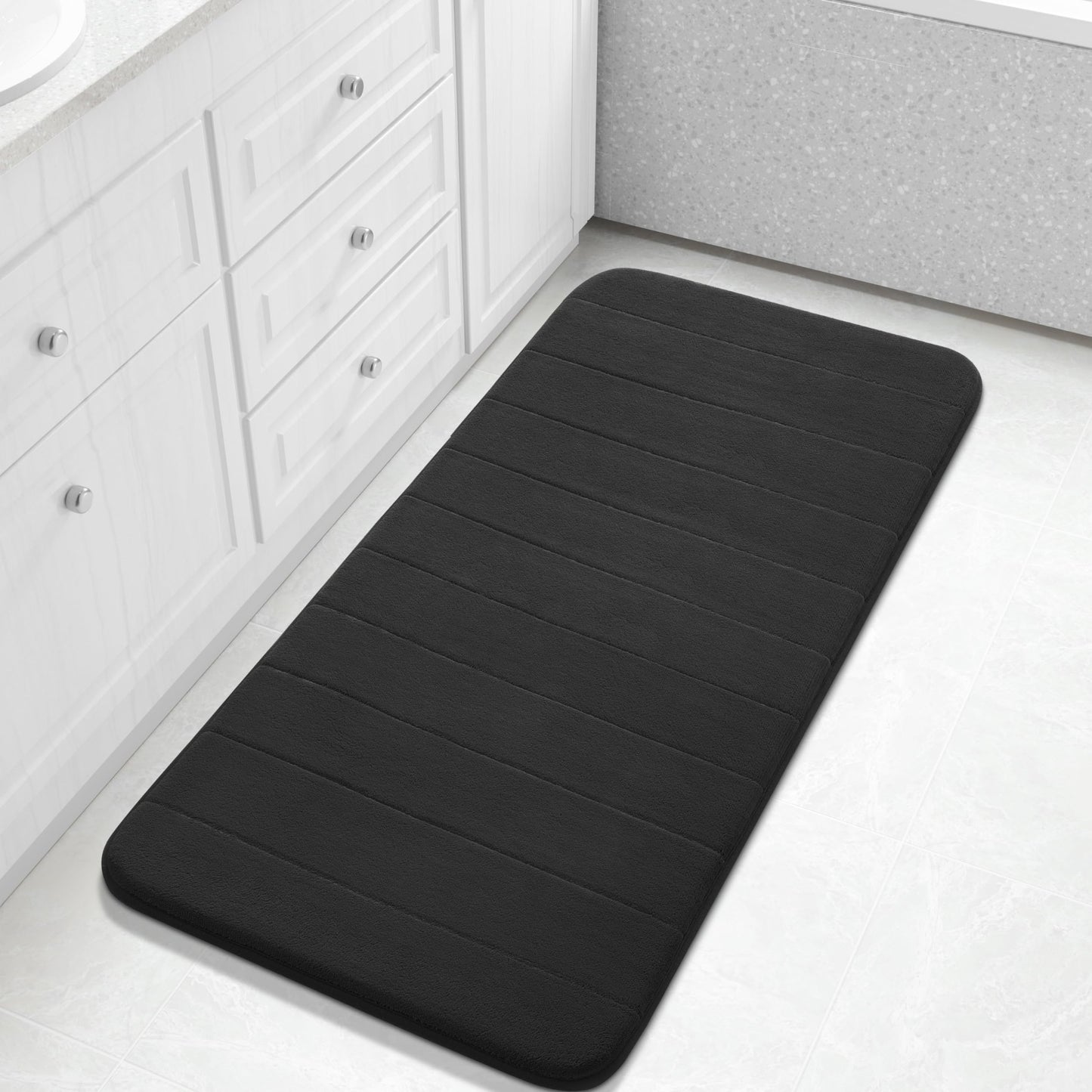 Yimobra Memory Foam Bath Mat, Super Soft Absorbent Bathroom Rug Non Slip, Quick Dry, Machine Washable Floor Carpet for Tub Shower, Home Decor Accessories, 24x17, Grey