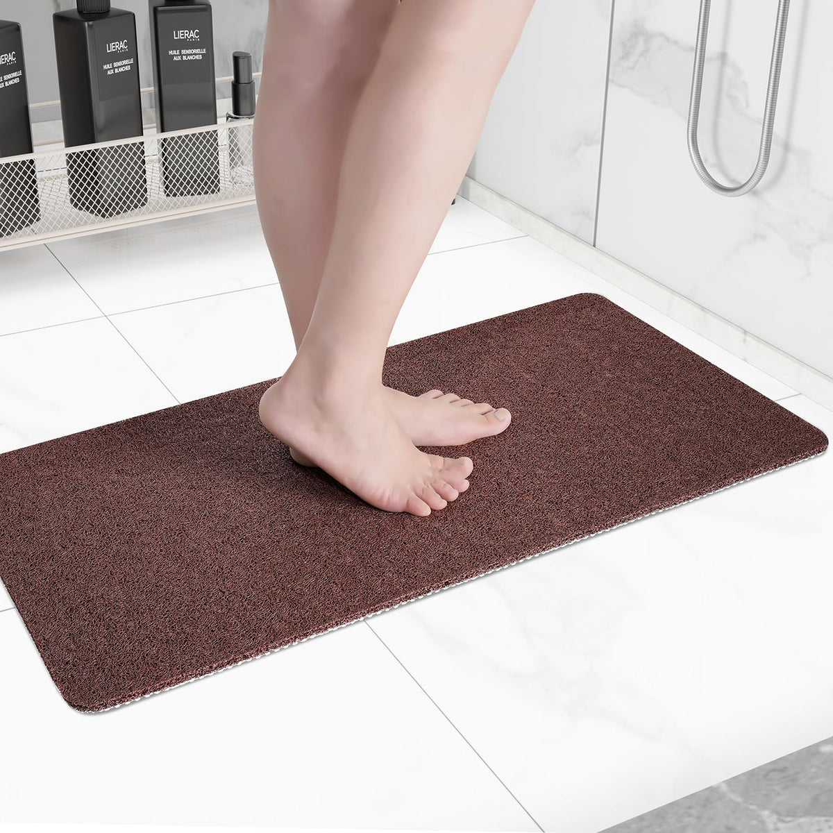 Hargiis Non Slip Bathtub Mat, Anti Slip Shower Mat, Fast Drying Bath Tub Mats, Foot Scrubber Mat, Anti Slip Mat for Tub, Floor, Bathroom, Home, Kitchen, Hotel (Beige 24"x16")