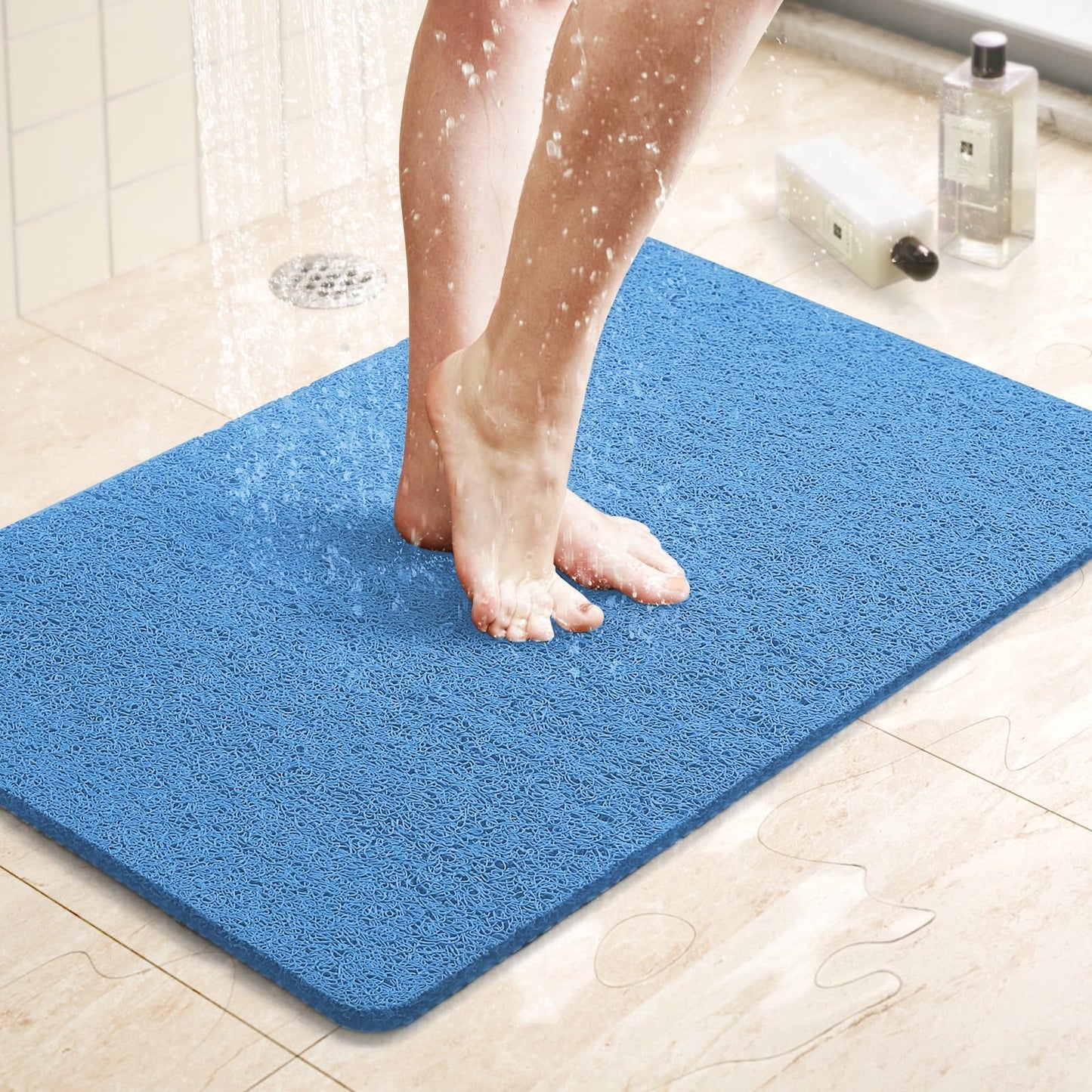 LuxStep Shower Mat Bathtub Mat,24x16 inch, Non-Slip Bath Mat with Drain, Quick Drying PVC Loofah Bathmat for Tub,Shower,Bathroom (Phthalate Free,Grey) | 24x16 inch PVC Loofah Bathmat for Tub,Shower,Bathroom (Phthalate Free,Grey)