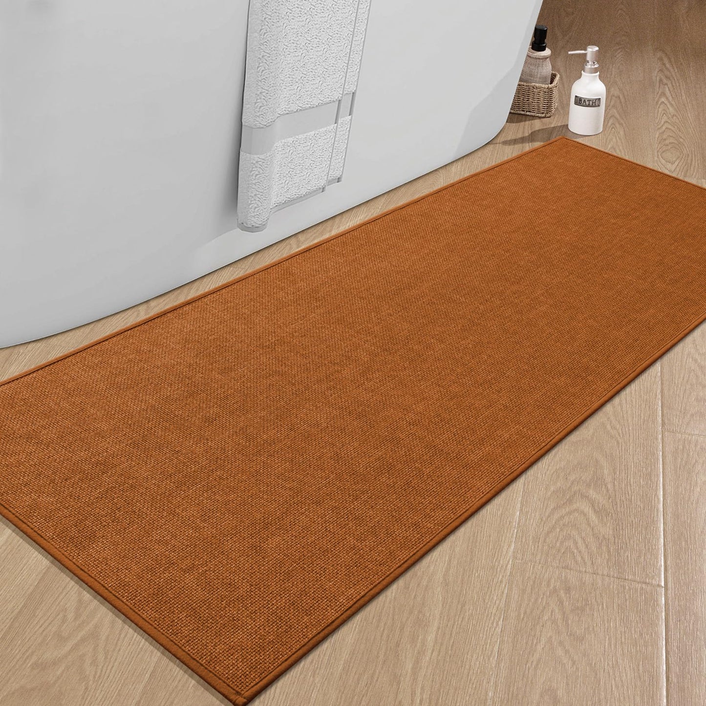 chakme Bathroom Rugs Mat 24x17, Ultra Thin Non Slip Bath Mat Small Quick Dry Absorbent Bath Mat for Bathroom Floor, (Dark Beige, 24"x17")