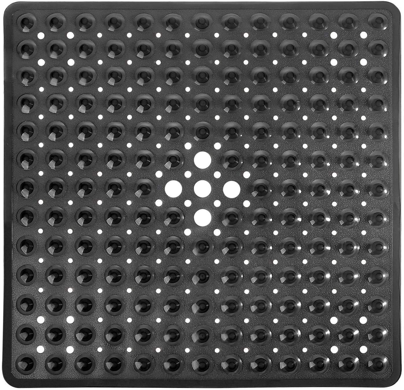 Yimobra Shower Mat 21X21 Inch Square, Non Slip Bathtub Mat with Large Suction Cups&Drain Holes, Soft Fast Dry Shower Stall Mats for Inside Shower, Machine Washable BPA-Free,Bath Essentials, Clear Gray