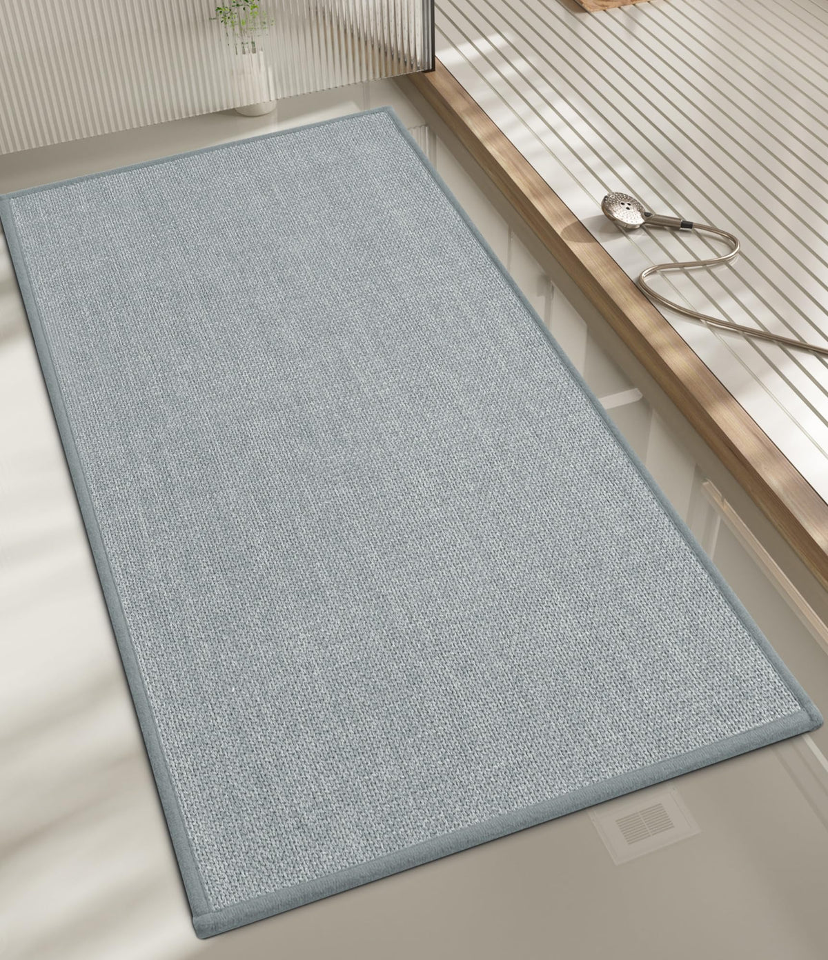 chakme Bathroom Rugs Mat 24x17, Ultra Thin Non Slip Bath Mat Small Quick Dry Absorbent Bath Mat for Bathroom Floor, (Dark Beige, 24"x17")