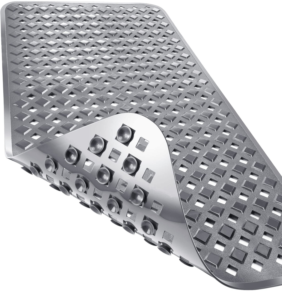Yimobra Bathtub Mat Non Slip, 35"X16" Shower Mat with Strong Suction Cups & Drain Holes, Long Anti Slip Bath Tub Mat for Inside Shower, Machine Washable Fast Drying, Bathroom Essentials, Clear Blue