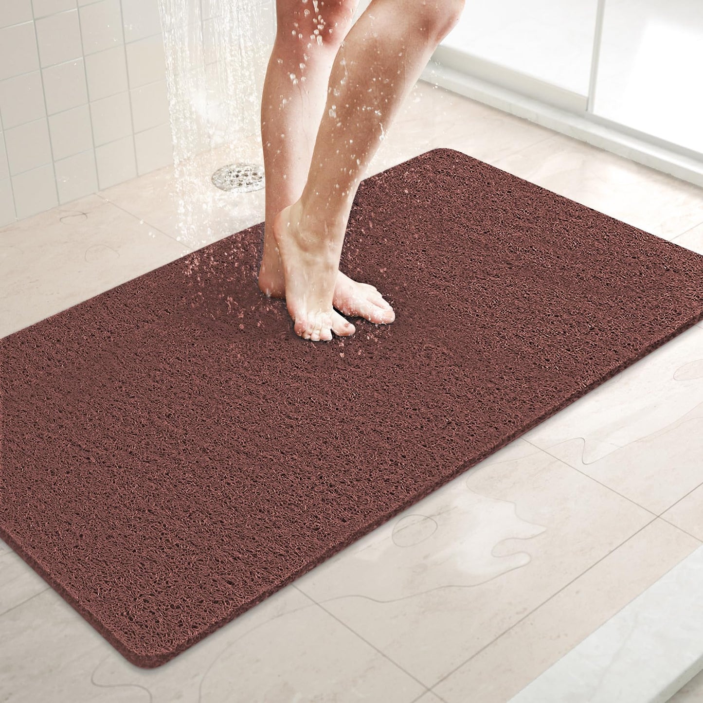 LuxStep Shower Mat Bathtub Mat,24x16 inch, Non-Slip Bath Mat with Drain, Quick Drying PVC Loofah Bathmat for Tub,Shower,Bathroom (Phthalate Free,Grey) | 24x16 inch PVC Loofah Bathmat for Tub,Shower,Bathroom (Phthalate Free,Grey)