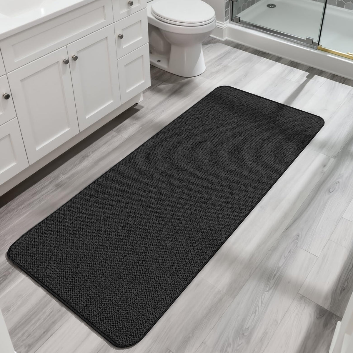Bath Mat,Ultra Thin Bathroom Rugs,Rubber Bath Mats for Bathroom,No Slip Bath Rugs,Quick Dry,Machine Washable,Low Pile,Absorbent,Shower Outside,Sink,Home Decor Accessories.Grey,1'5"x2'3"(17x27Inch)