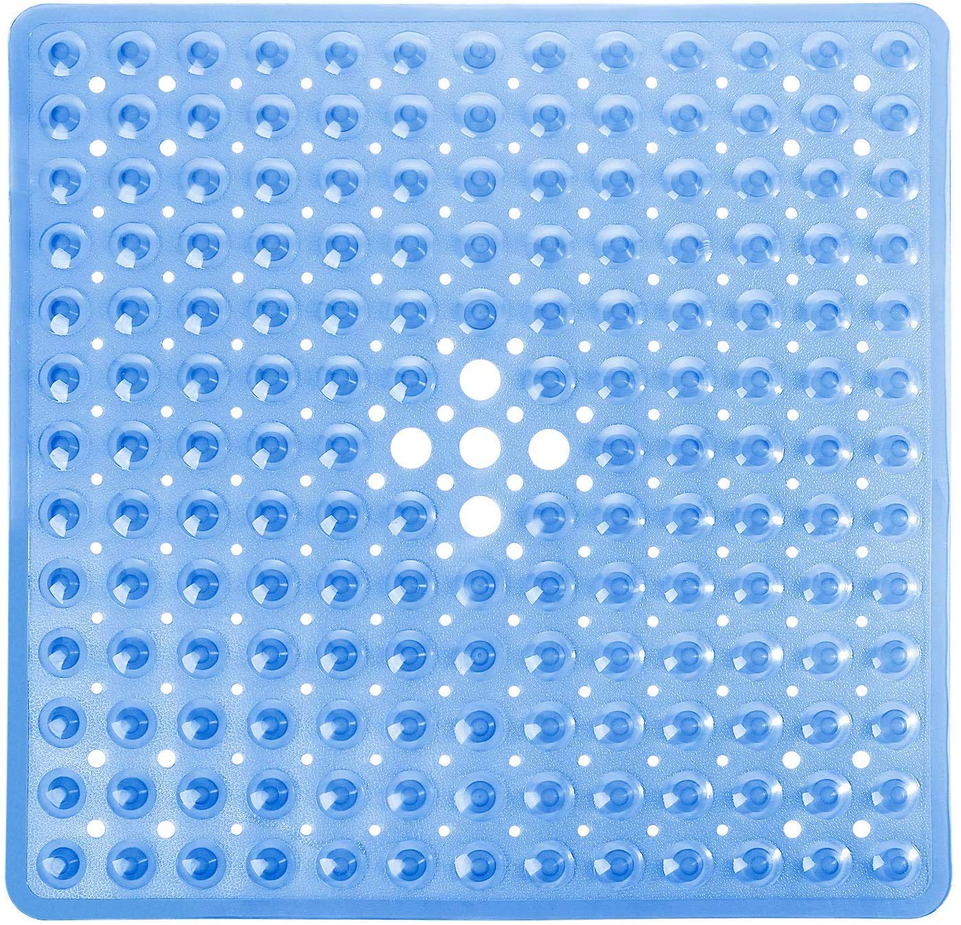 Yimobra Shower Mat 21X21 Inch Square, Non Slip Bathtub Mat with Large Suction Cups&Drain Holes, Soft Fast Dry Shower Stall Mats for Inside Shower, Machine Washable BPA-Free,Bath Essentials, Clear Gray