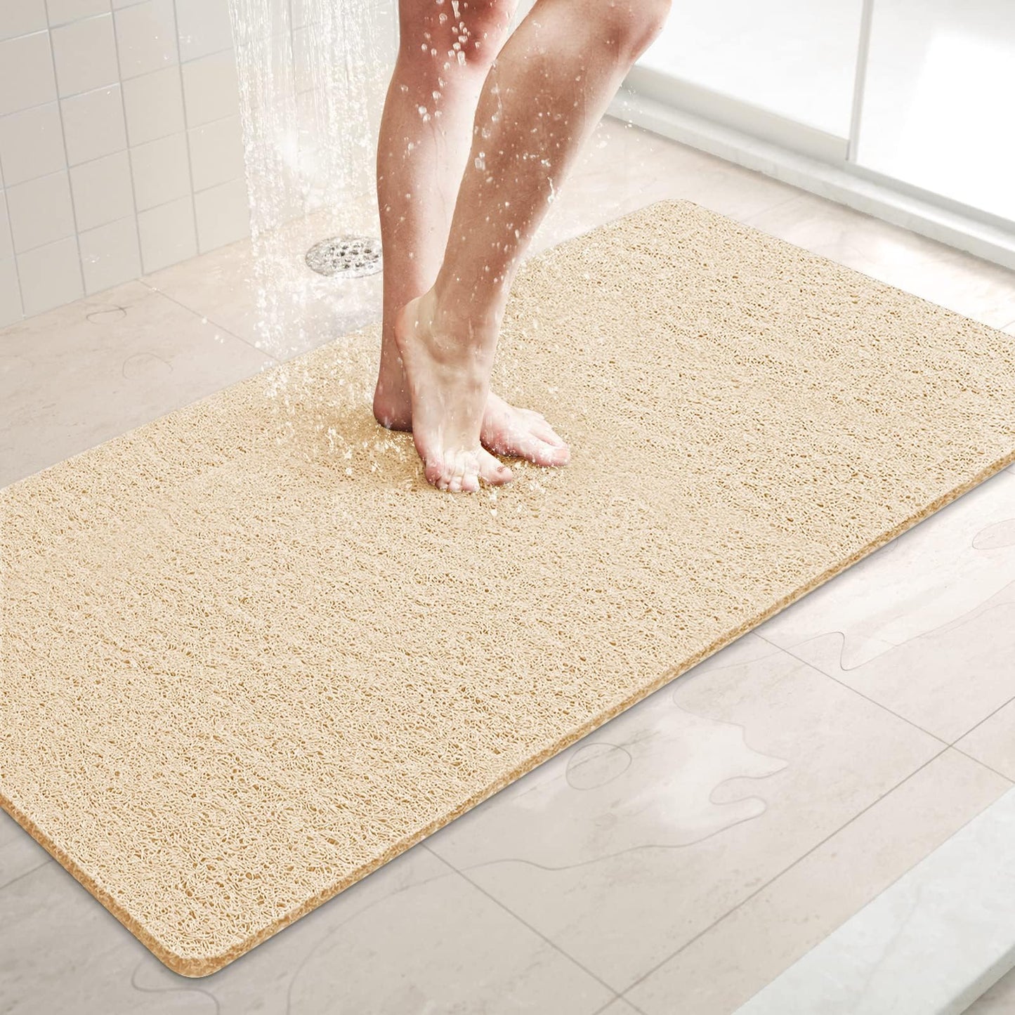 LuxStep Shower Mat Bathtub Mat,24x16 inch, Non-Slip Bath Mat with Drain, Quick Drying PVC Loofah Bathmat for Tub,Shower,Bathroom (Phthalate Free,Grey) | 24x16 inch PVC Loofah Bathmat for Tub,Shower,Bathroom (Phthalate Free,Grey)