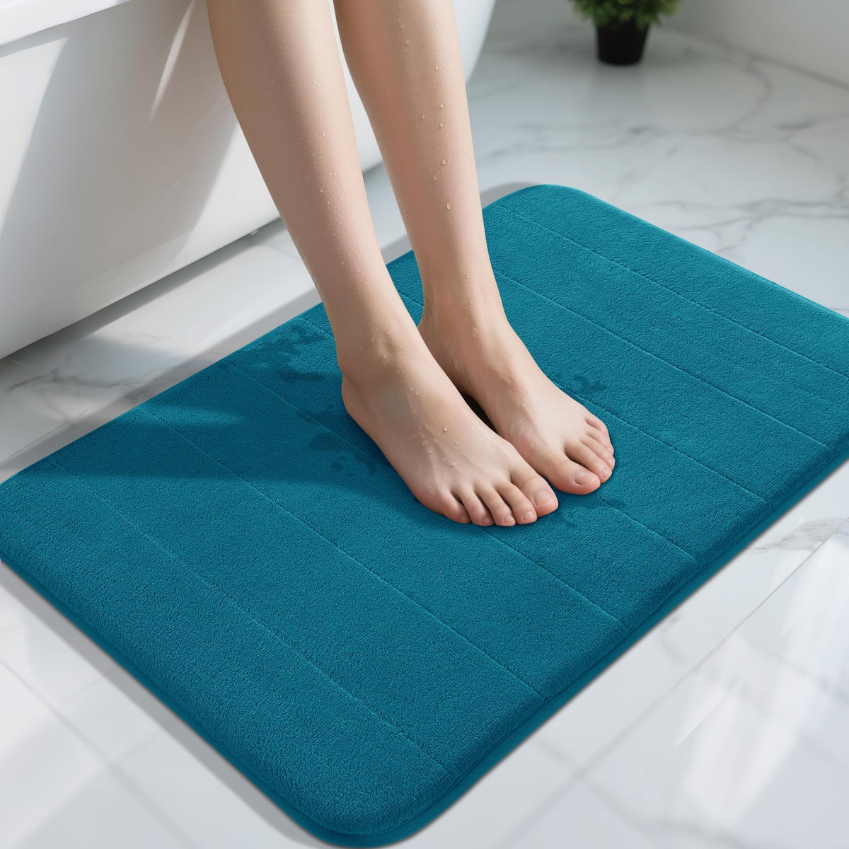 Yimobra Memory Foam Bath Mat, Super Soft Absorbent Bathroom Rug Non Slip, Quick Dry, Machine Washable Floor Carpet for Tub Shower, Home Decor Accessories, 24x17, Grey