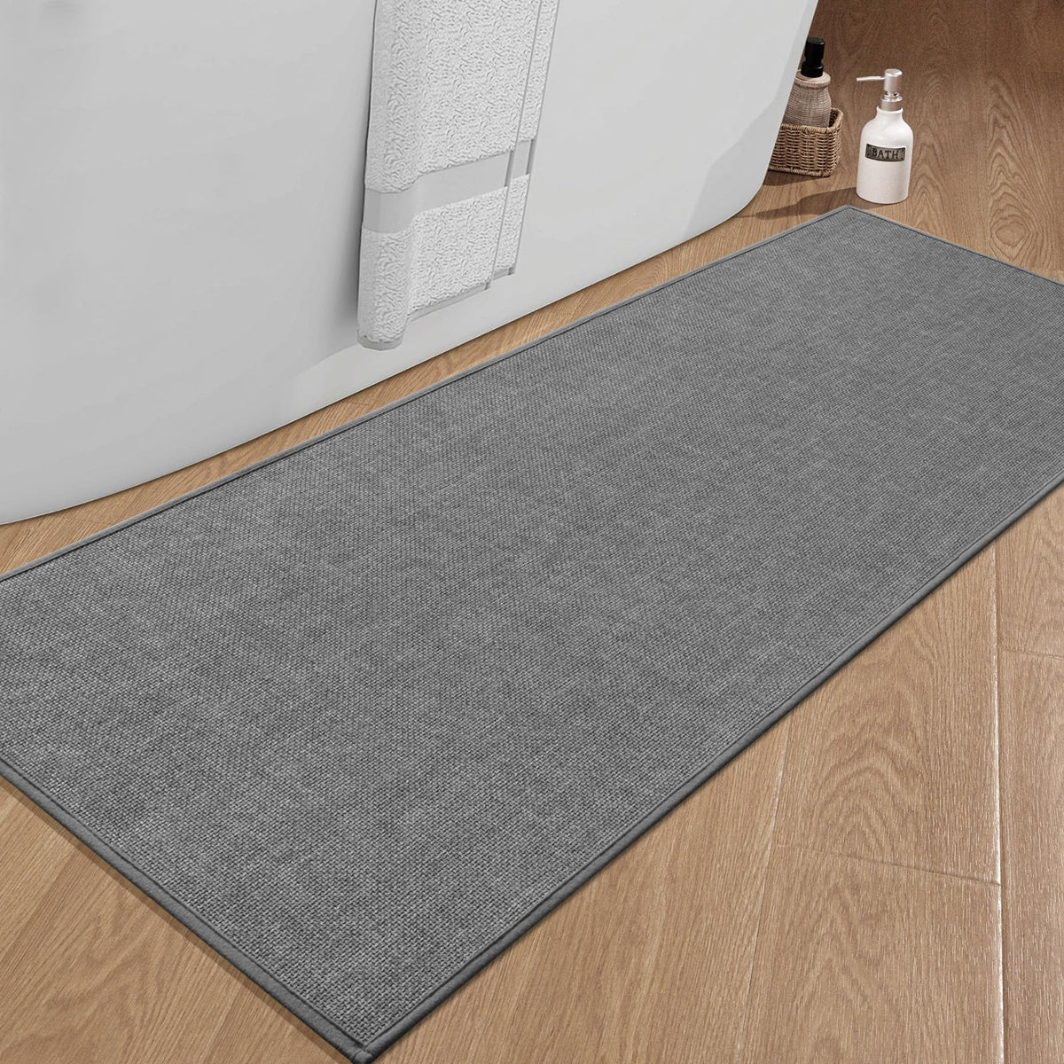chakme Bathroom Rugs Mat 24x17, Ultra Thin Non Slip Bath Mat Small Quick Dry Absorbent Bath Mat for Bathroom Floor, (Dark Beige, 24"x17")