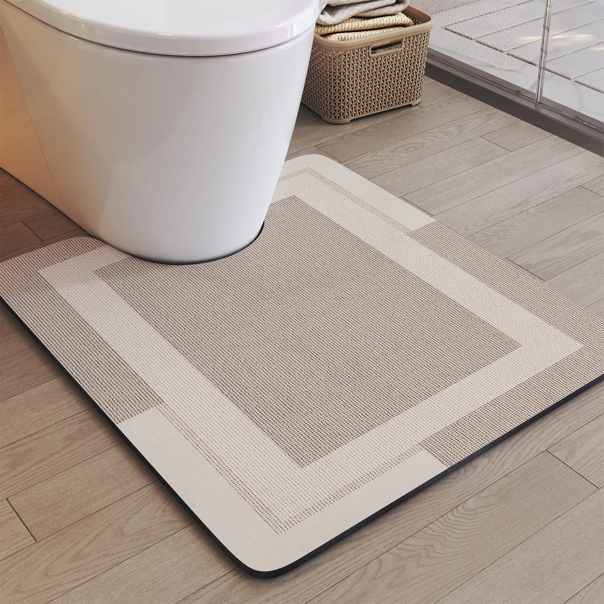 YDKGL Non Slip Bath Mat Thin Bathroom Rugs Fit Under Door Grey 16"x 24" | Quick Dry Absorbent Washable Rubber Backing Bath Rug Shower Mat Bathroom Floor Mat for Sink Bathtub Beside Shower Entrance