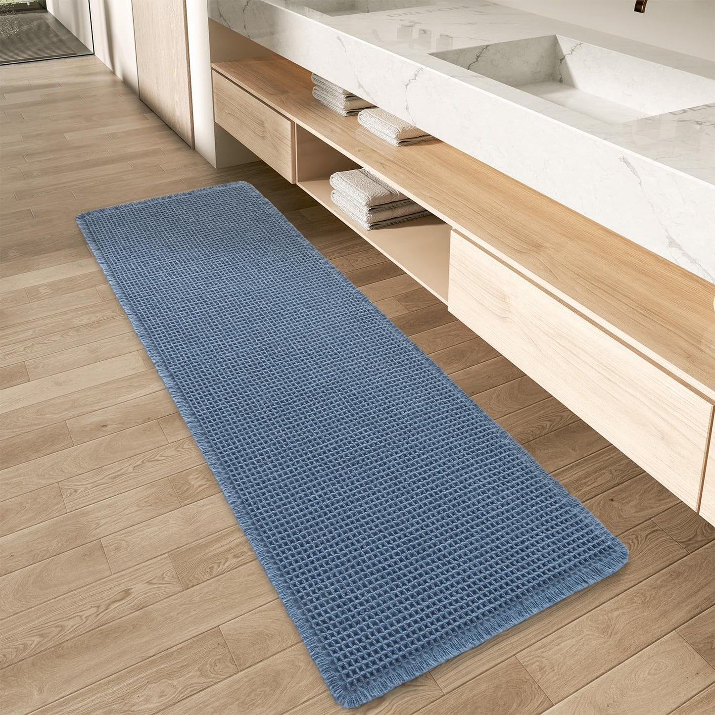 Upgraded Waffle Bath Mat Ultra Absorbent Non Slip Bathroom Mat, 17" x 24" | Brown, Quick Dry Washable Bathroom Rugs, Extra Soft Decorative Bath Rugs for Bathroom Floor, Beside Tub and Shower