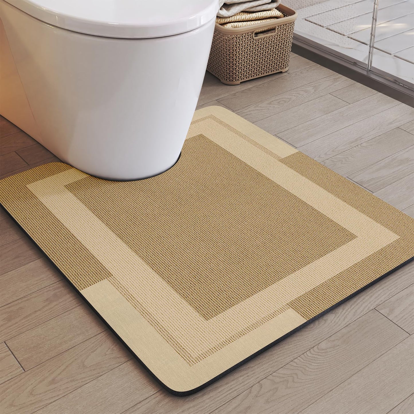 YDKGL Non Slip Bath Mat Thin Bathroom Rugs Fit Under Door Grey 16"x 24" | Quick Dry Absorbent Washable Rubber Backing Bath Rug Shower Mat Bathroom Floor Mat for Sink Bathtub Beside Shower Entrance