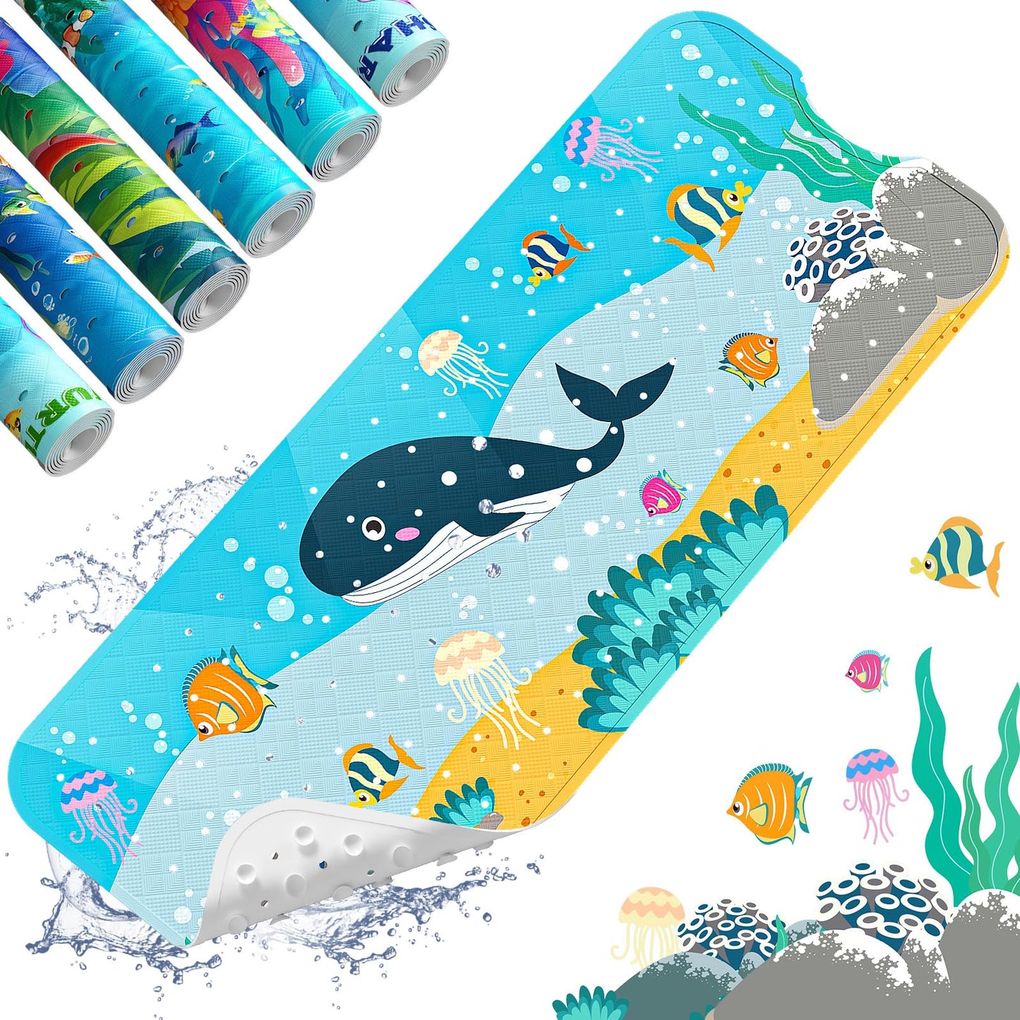 XIYUNTE Bath Mat for Tub Non Slip Bathtub Mat Non Slip 40x16 Baby Bath Mat | 100% BPA Free, Non Toxic, Mildew Resistant, Machine Washable, Extra Long Kids Bath Mat for Tub Non Slip, Toddler Bath Mat