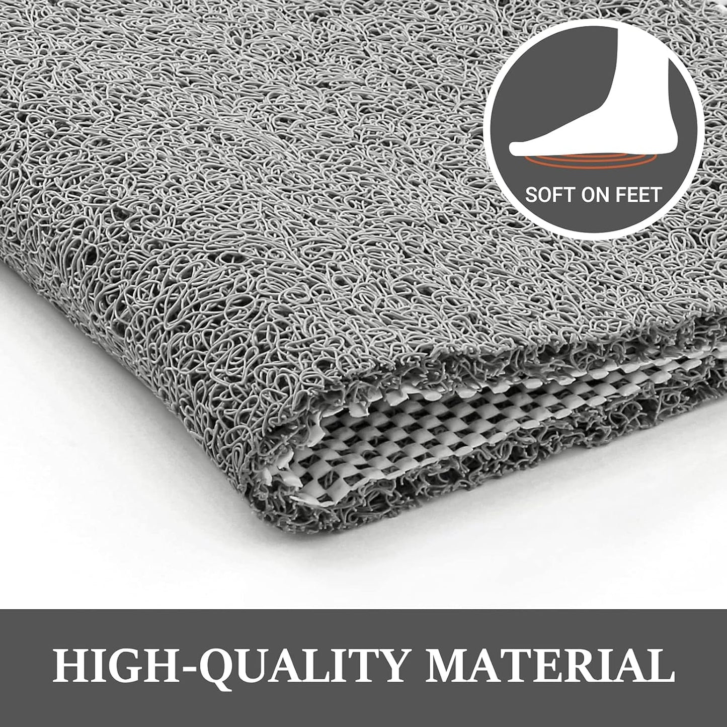 LuxStep Shower Mat Bathtub Mat,24x16 inch, Non-Slip Bath Mat with Drain, Quick Drying PVC Loofah Bathmat for Tub,Shower,Bathroom (Phthalate Free,Grey) | 24x16 inch PVC Loofah Bathmat for Tub,Shower,Bathroom (Phthalate Free,Grey)