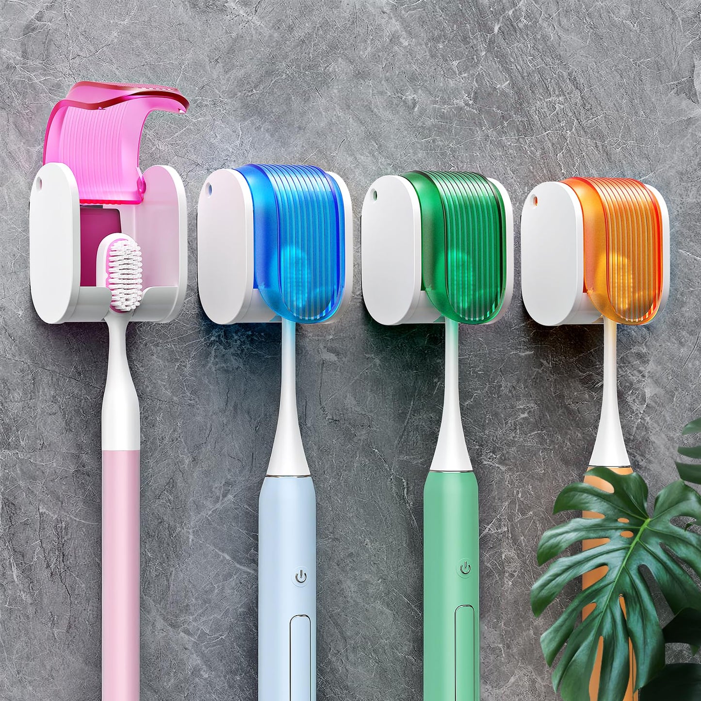 Toothbrush Holders for Bathrooms【Upgrade Single Slot Design】 Toothbrush Holder Wall Mounted with Cover Moisture-Proof and Dust-Proof Toothbrush Storage Organizer for Shower Family and Travel 5PCS